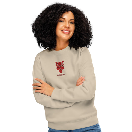 Owl Unisex Organic Mid-Weight Sweatshirt: 'Forever Wise' in Fall | Sustainable Fashion USA Dudeily