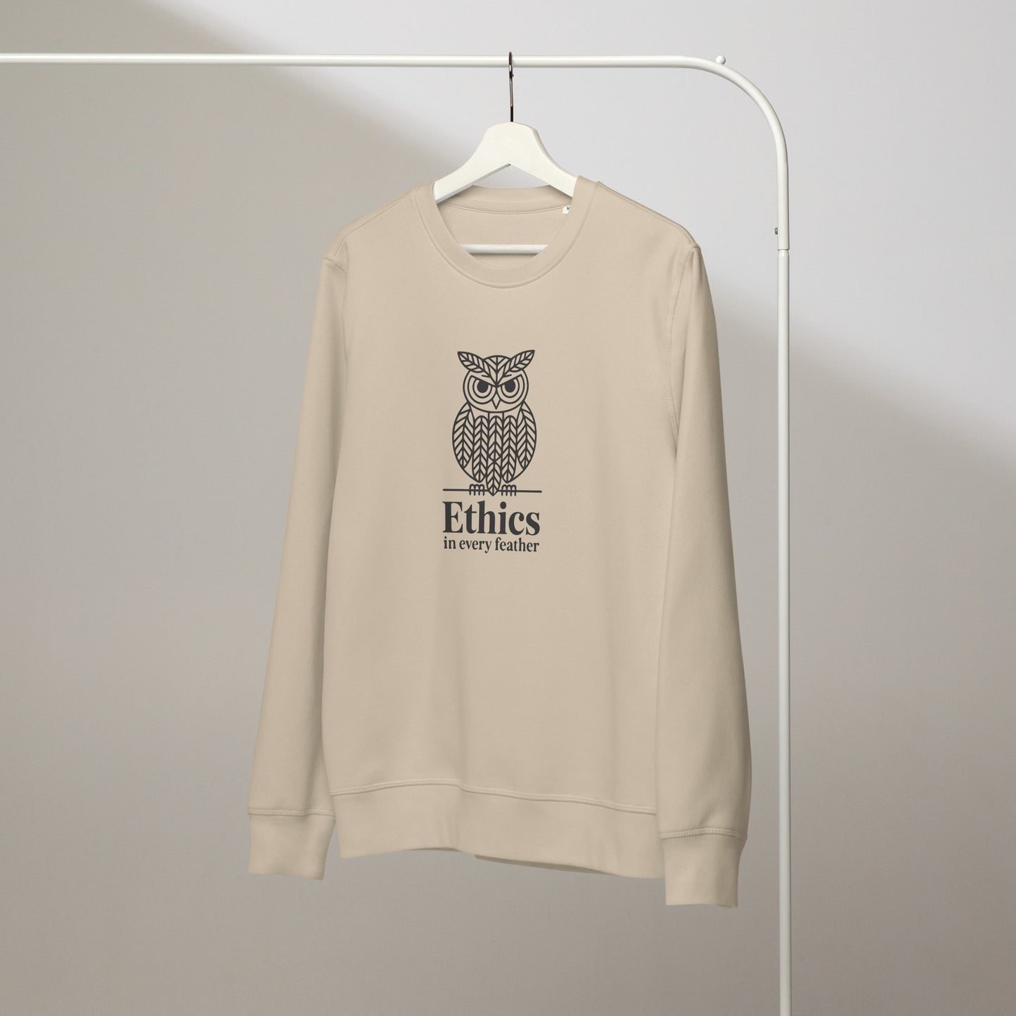 Unisex Organic Mid-Weight Sweatshirt: 'Ethics in Every Feather' for Fall | Sustainable Owl Fashion USA Dudeily