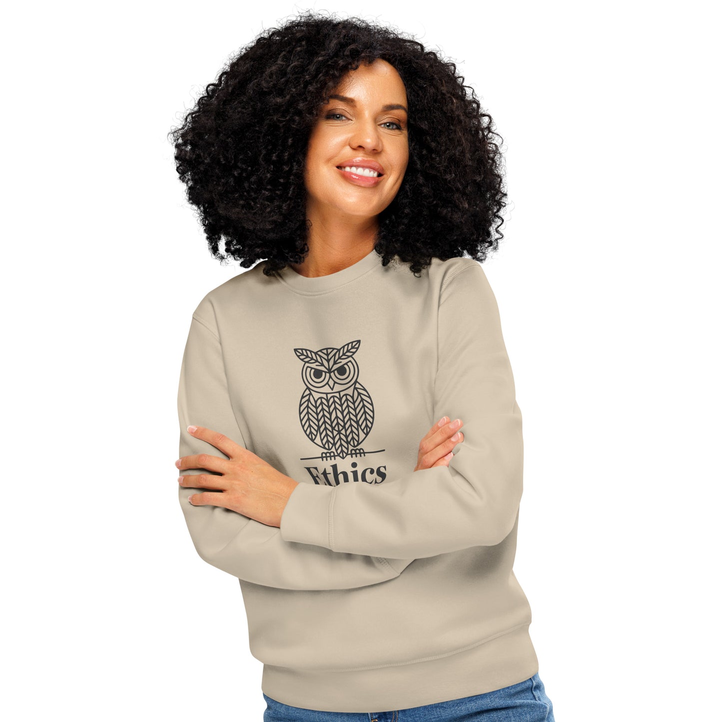 Unisex Organic Mid-Weight Sweatshirt: 'Ethics in Every Feather' for Fall | Sustainable Owl Fashion USA Dudeily
