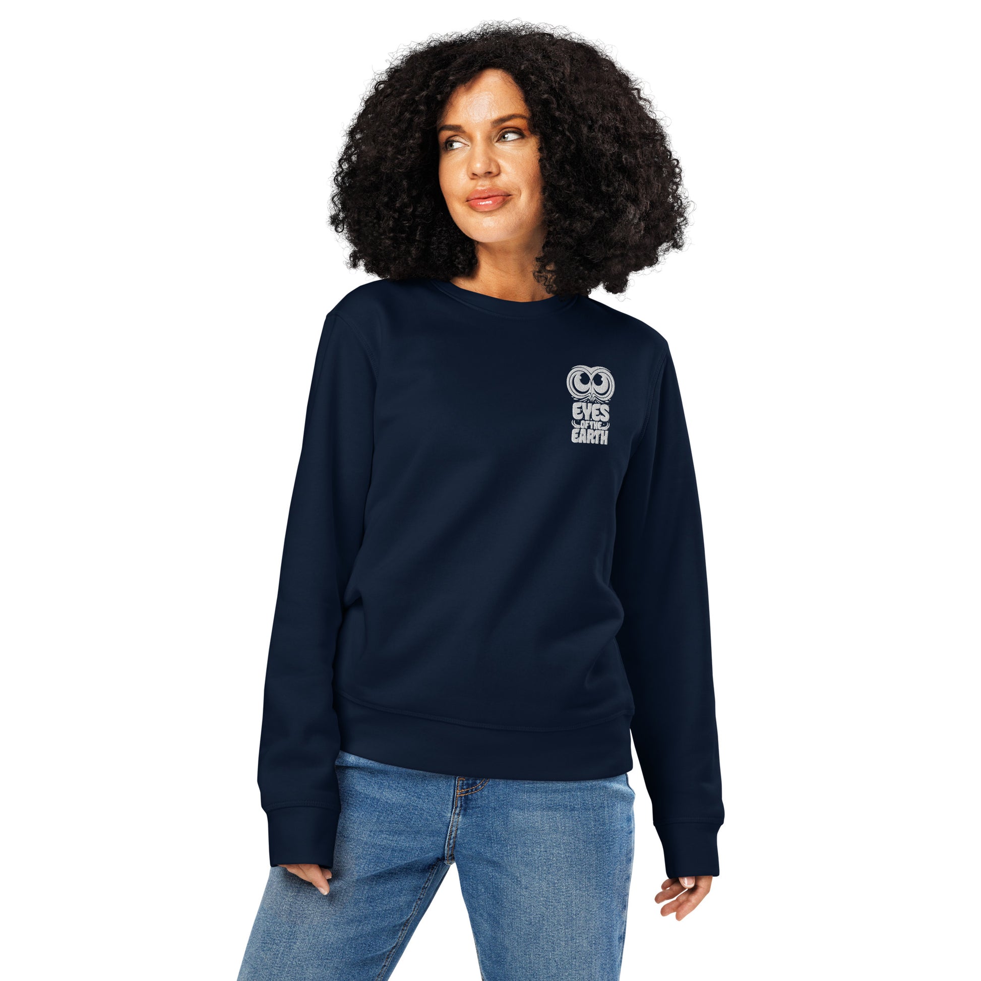 Owl Unisex Organic Mid-Weight Sweatshirt: 'Eyes of the Earth' in Fall | Sustainable Fashion USA Dudeily