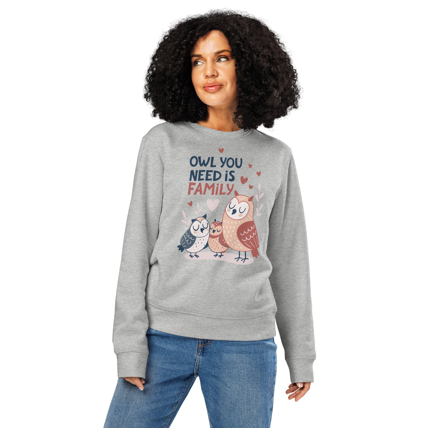 Unisex Organic Mid-Weight Sweatshirt – OwlNest Sustainable Fashion for Family Day Comfort Heather Grey Dudeily