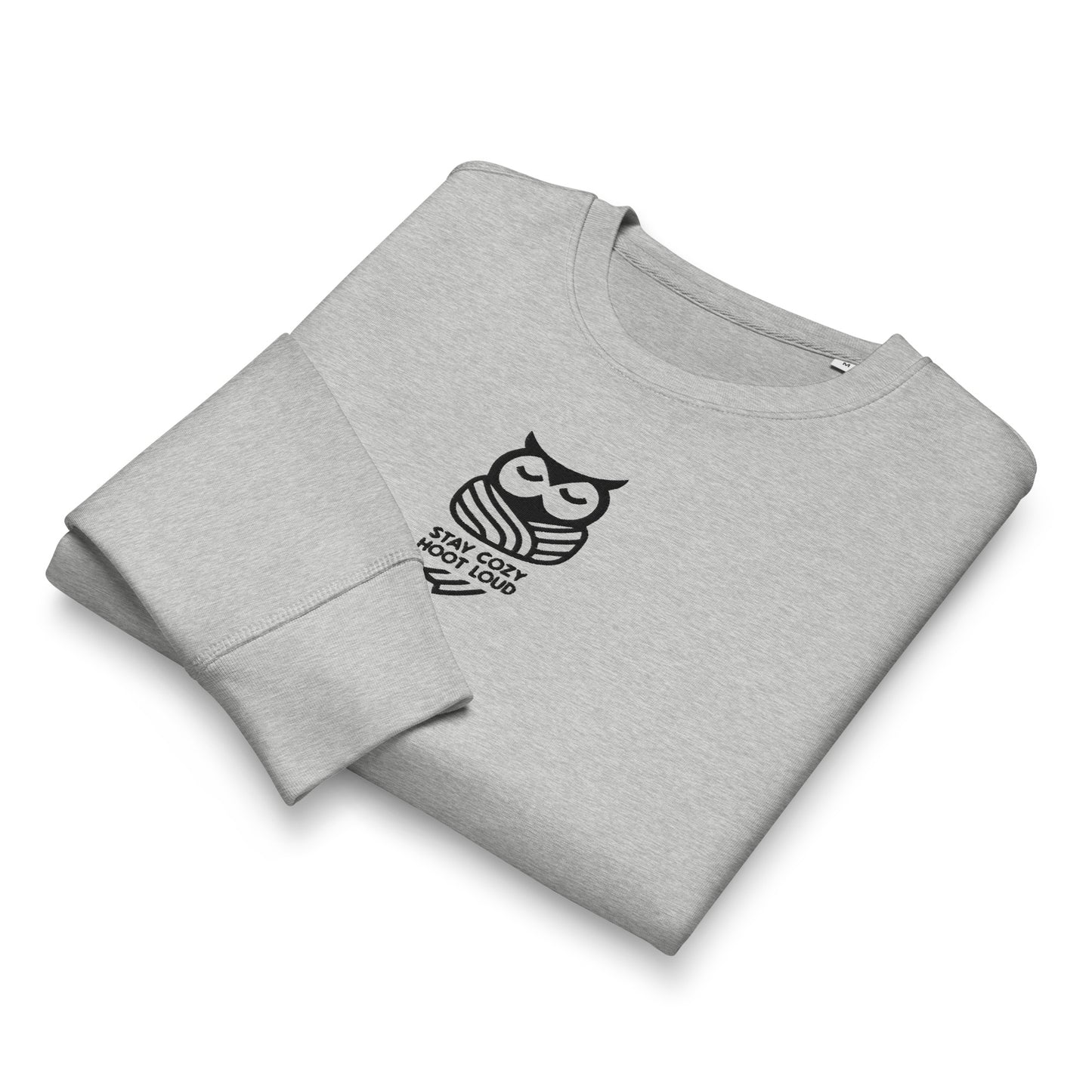 Owl Unisex Organic Mid-Weight Sweatshirt: 'Stay Cozy Hoot Loud' in Fall | Sustainable Fashion USA Dudeily