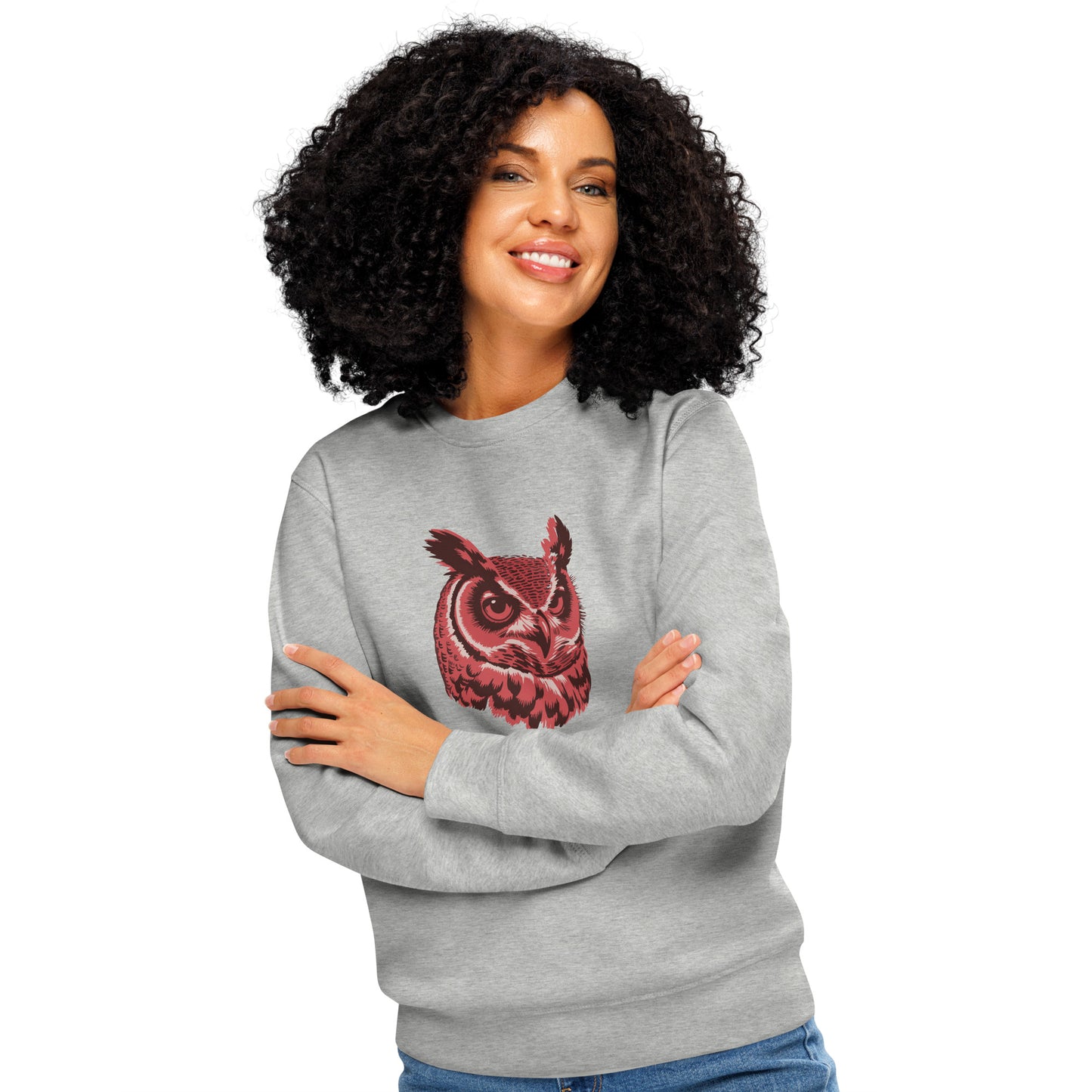 Owl Unisex Organic Mid-Weight Sweatshirt: 'Silent Watcher' in Fall | Sustainable Owl Fashion USA Dudeily