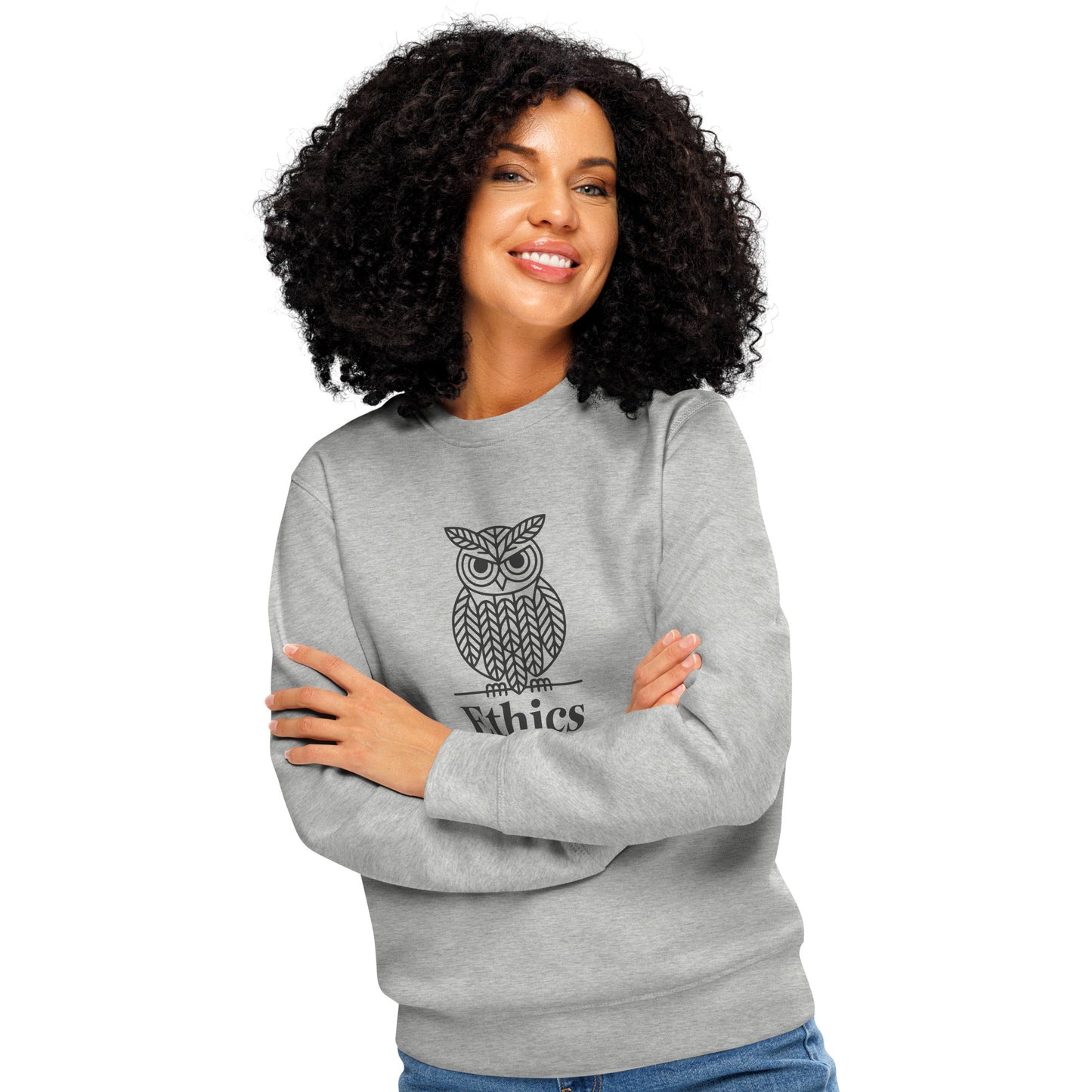Unisex Organic Mid-Weight Sweatshirt: 'Ethics in Every Feather' for Fall | Sustainable Owl Fashion USA Dudeily