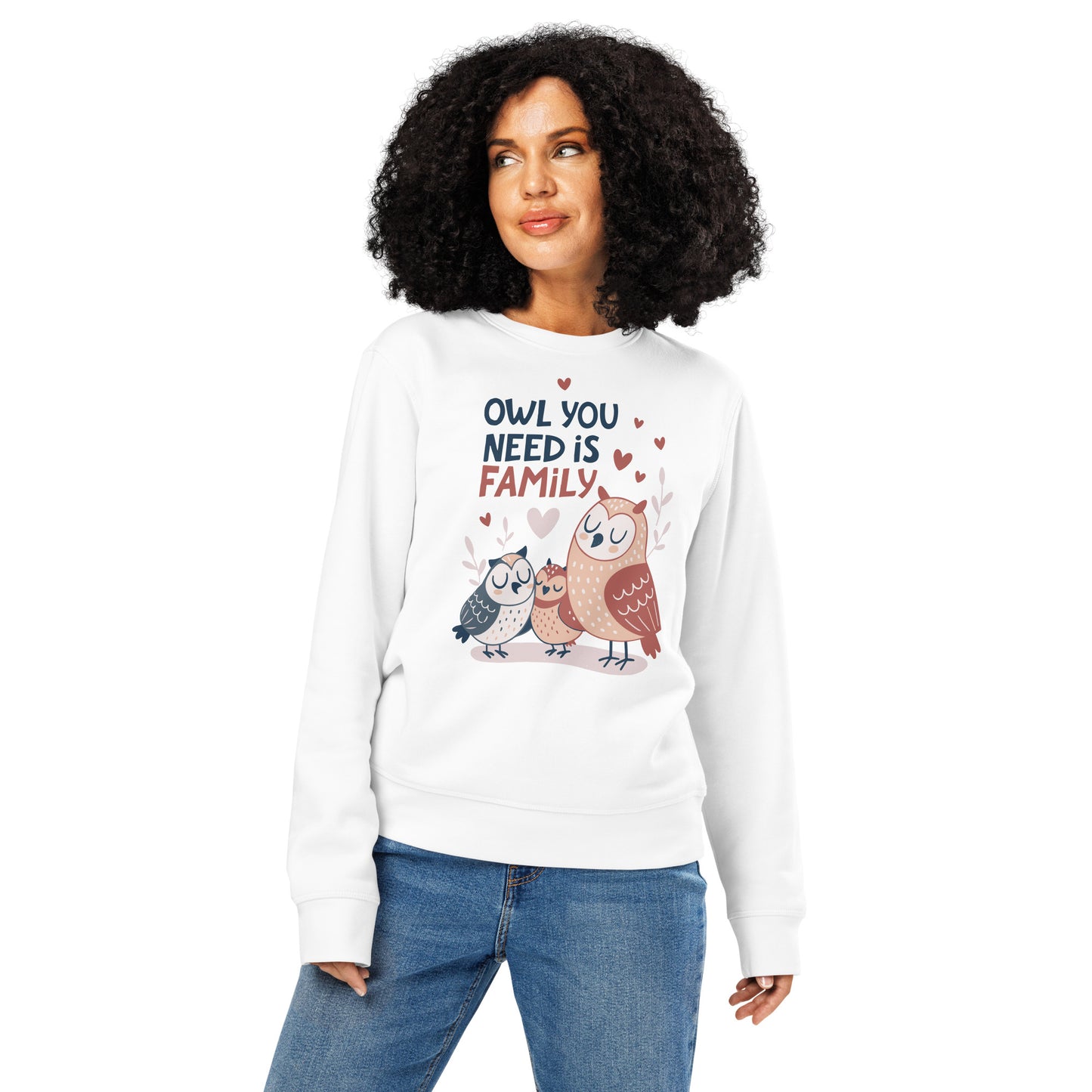 Unisex Organic Mid-Weight Sweatshirt – OwlNest Sustainable Fashion for Family Day Comfort White Dudeily
