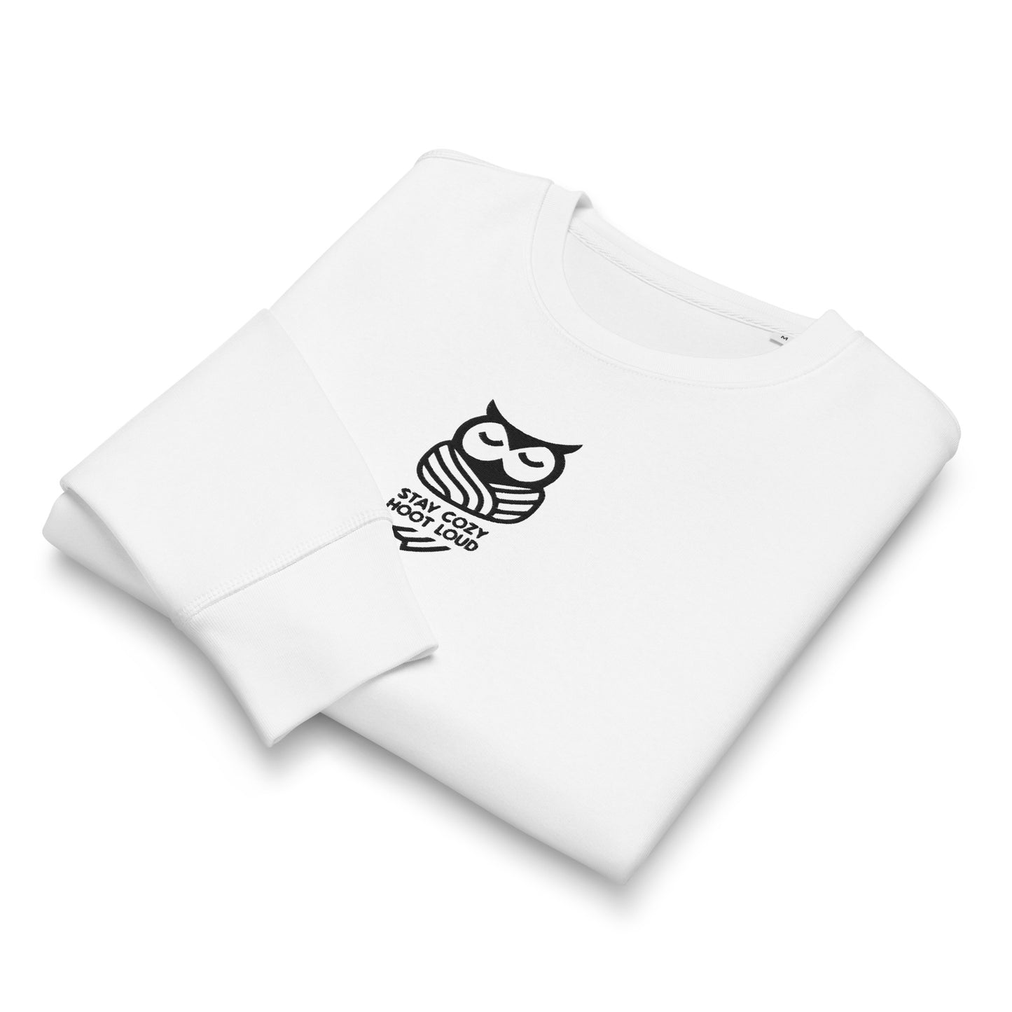 Owl Unisex Organic Mid-Weight Sweatshirt: 'Stay Cozy Hoot Loud' in Fall | Sustainable Fashion USA Dudeily