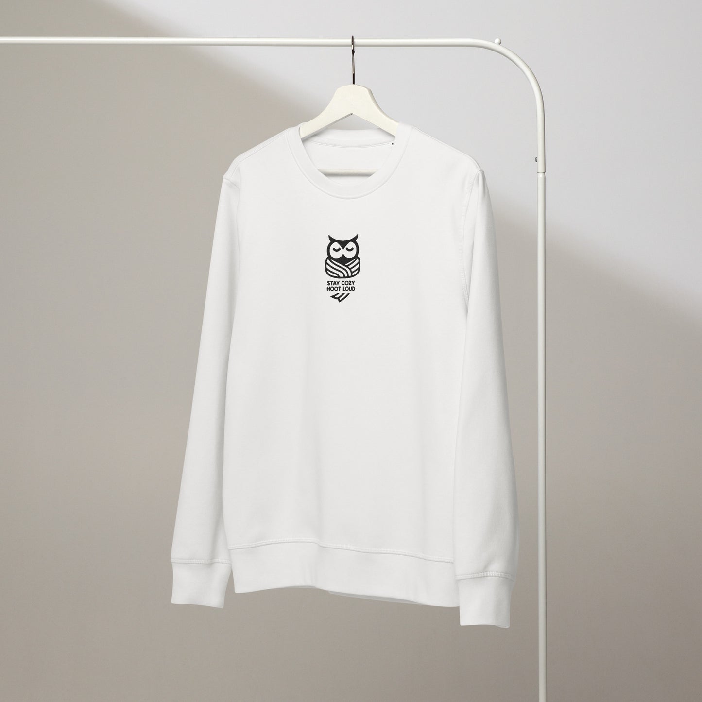 Owl Unisex Organic Mid-Weight Sweatshirt: 'Stay Cozy Hoot Loud' in Fall | Sustainable Fashion USA Dudeily