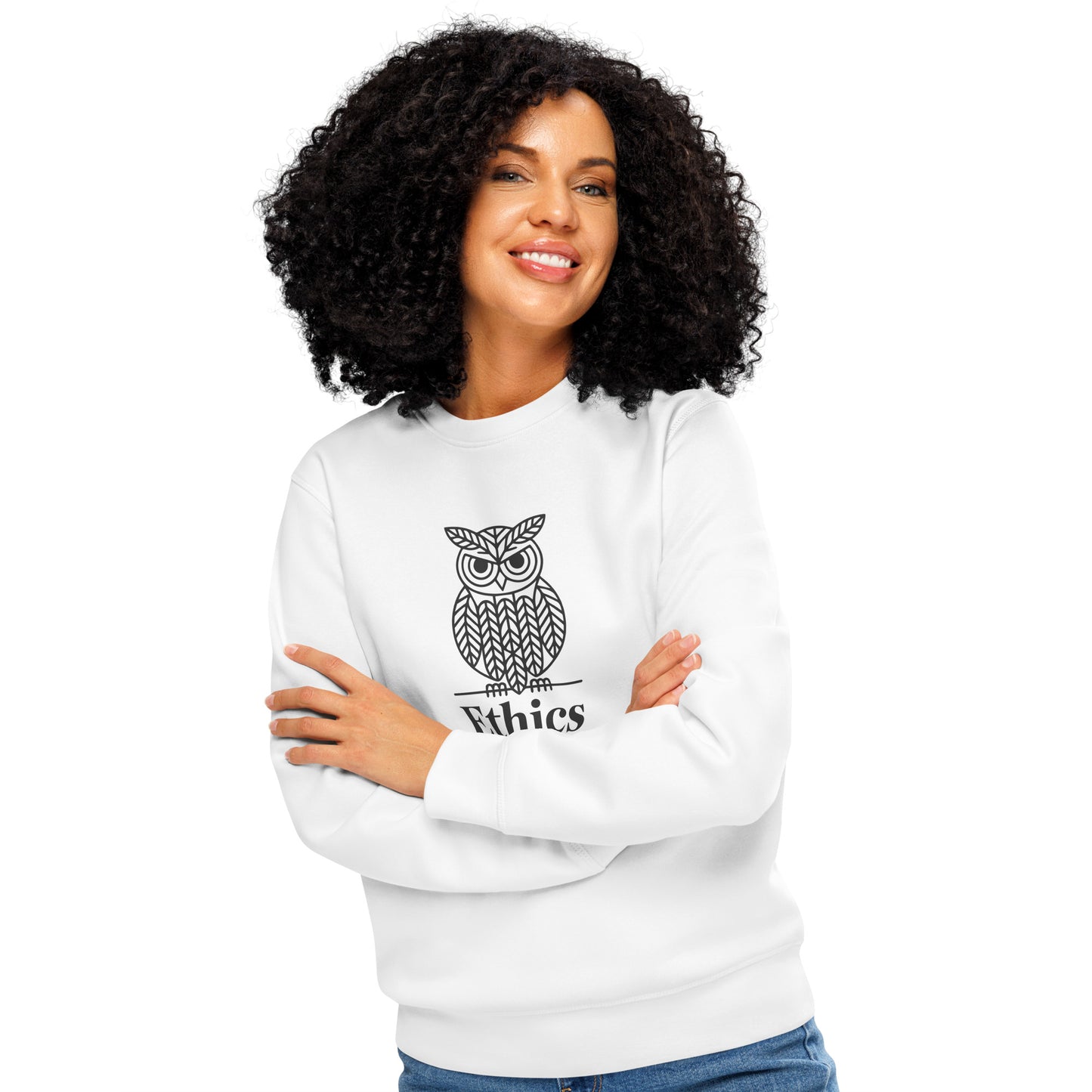 Unisex Organic Mid-Weight Sweatshirt: 'Ethics in Every Feather' for Fall | Sustainable Owl Fashion USA Dudeily