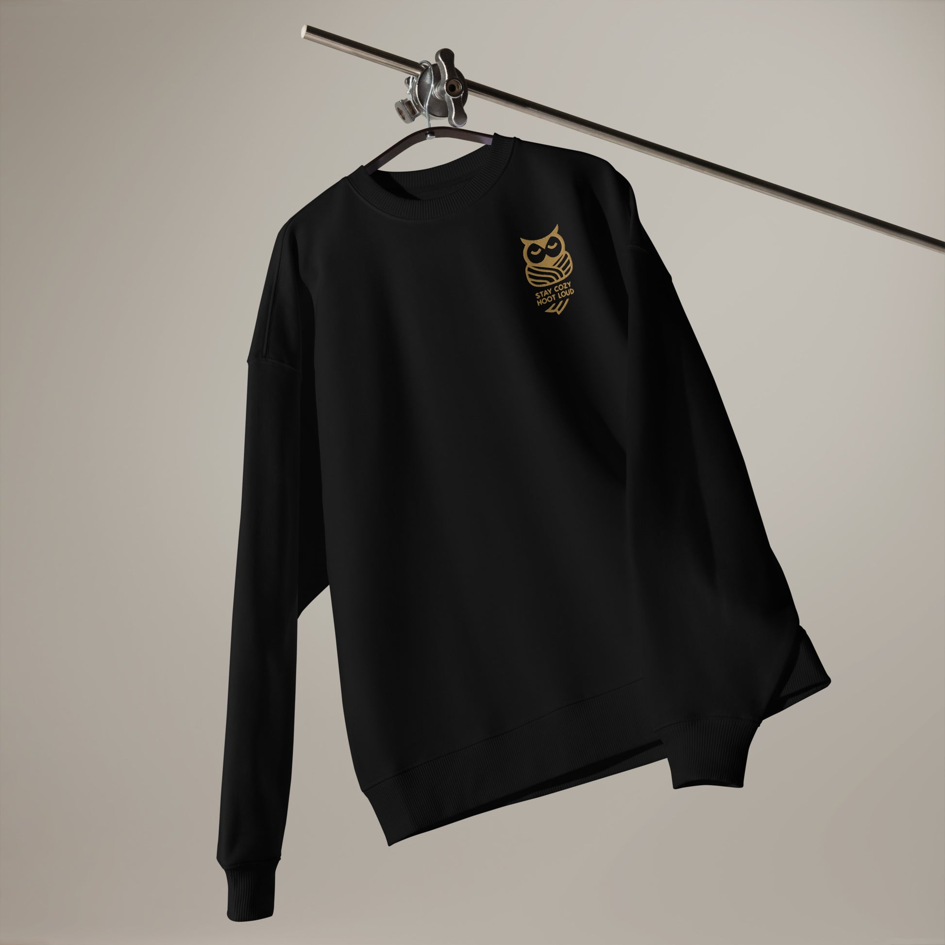 Unisex Organic Oversized Sweatshirt: 'Stay Cozy Hoot Loud' in Fall | Sustainable Owl Fashion USA Dudeily