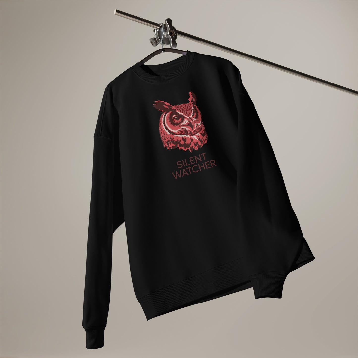Unisex Organic Oversized Sweatshirt: ‘Silent Watcher’ in Fall | Sustainable Owl Fashion USA Dudeily