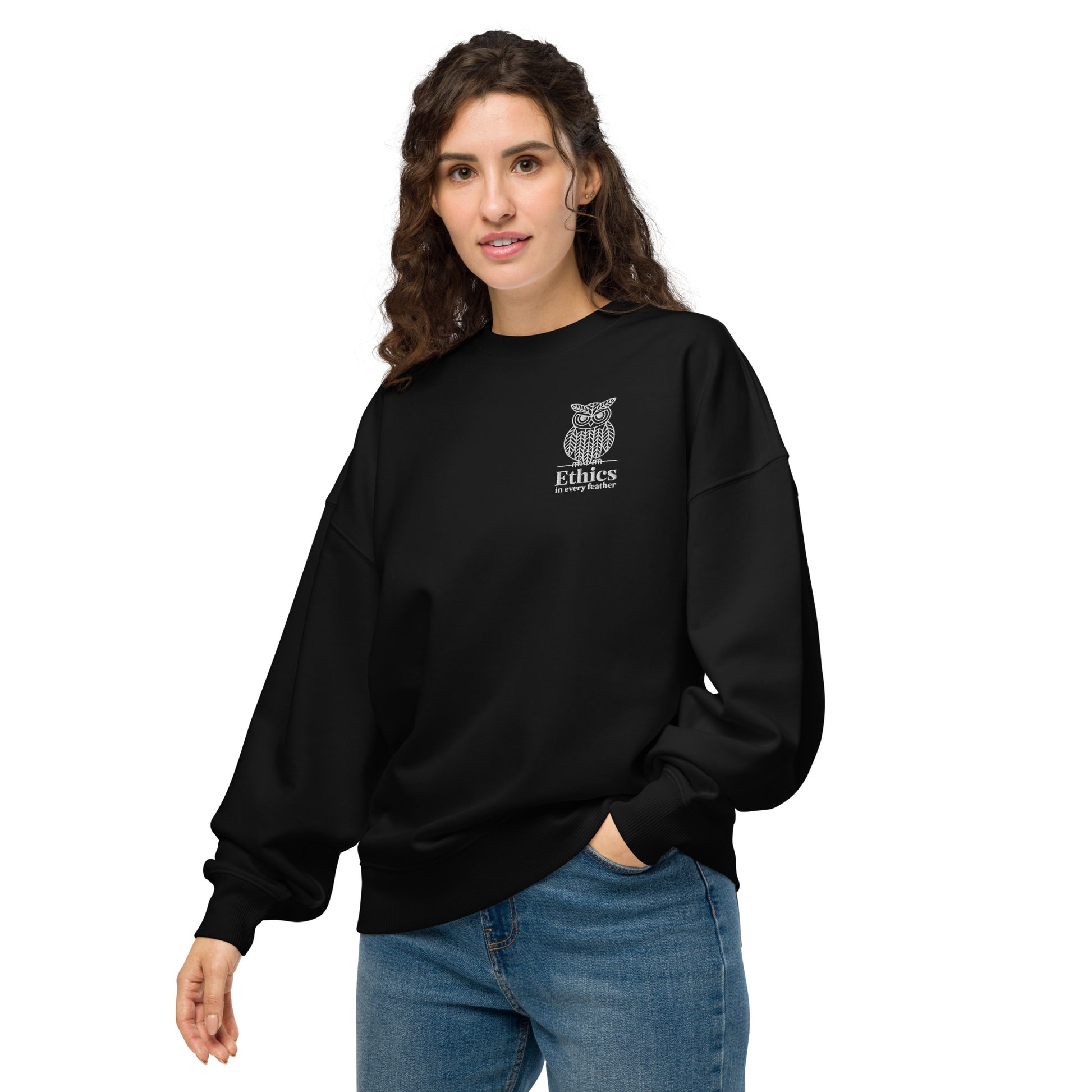 Owl Unisex Organic Oversized Sweatshirt – "Ethics in Every Feather" | Sustainable Fashion USA Dudeily