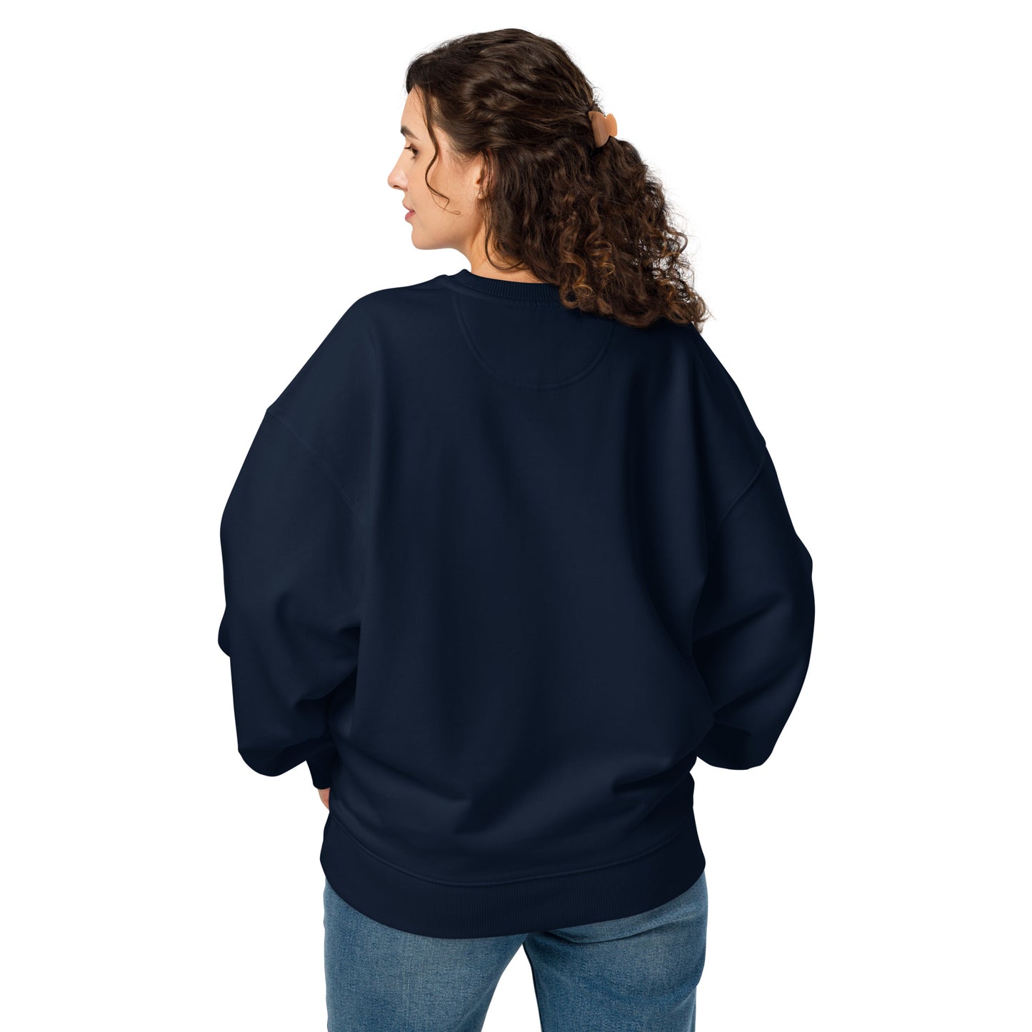 Unisex Organic Oversized Sweatshirt: Nature Works Too | Owl Embroidered Sustainable Fashion USA by Dudeily Dudeily
