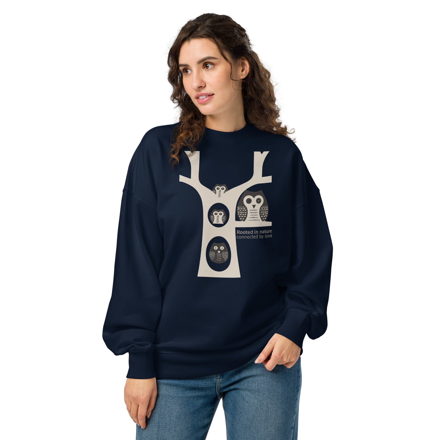 Unisex Organic Oversized Sweatshirt – OwlNest Sustainable Fashion USA Edition French Navy Dudeily