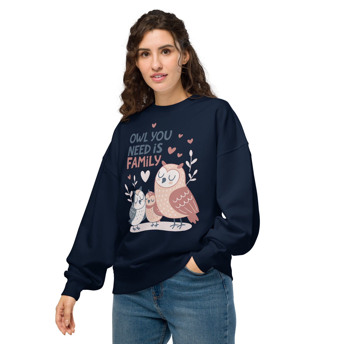 Unisex Organic Oversized Sweatshirt – OwlNest Sustainable Fashion for Cozy Family Days Dudeily