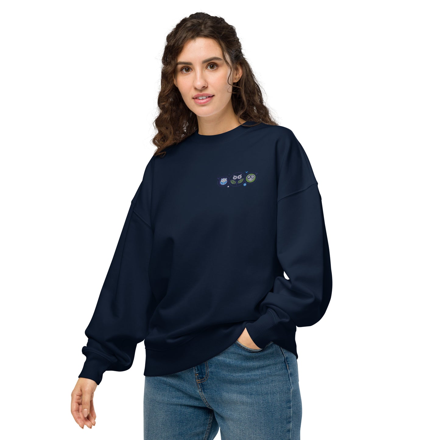 Unisex Organic Oversized Sweatshirt: Nature’s Union | Owl Embroidered Sustainable Fashion USA Dudeily