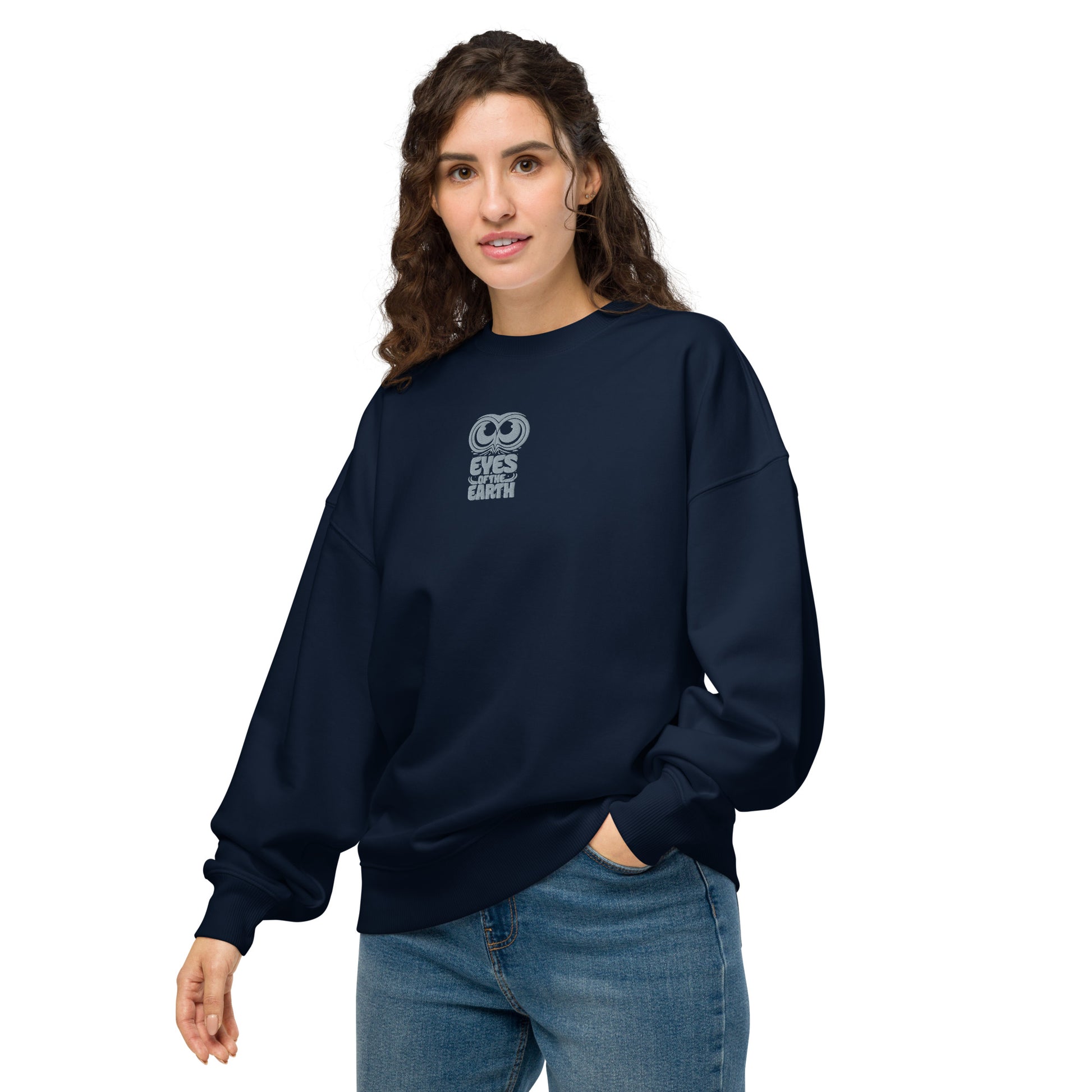 Owl Unisex Organic Oversized Sweatshirt: 'Eyes of the Earth' in Fall | Sustainable Fashion USA Dudeily