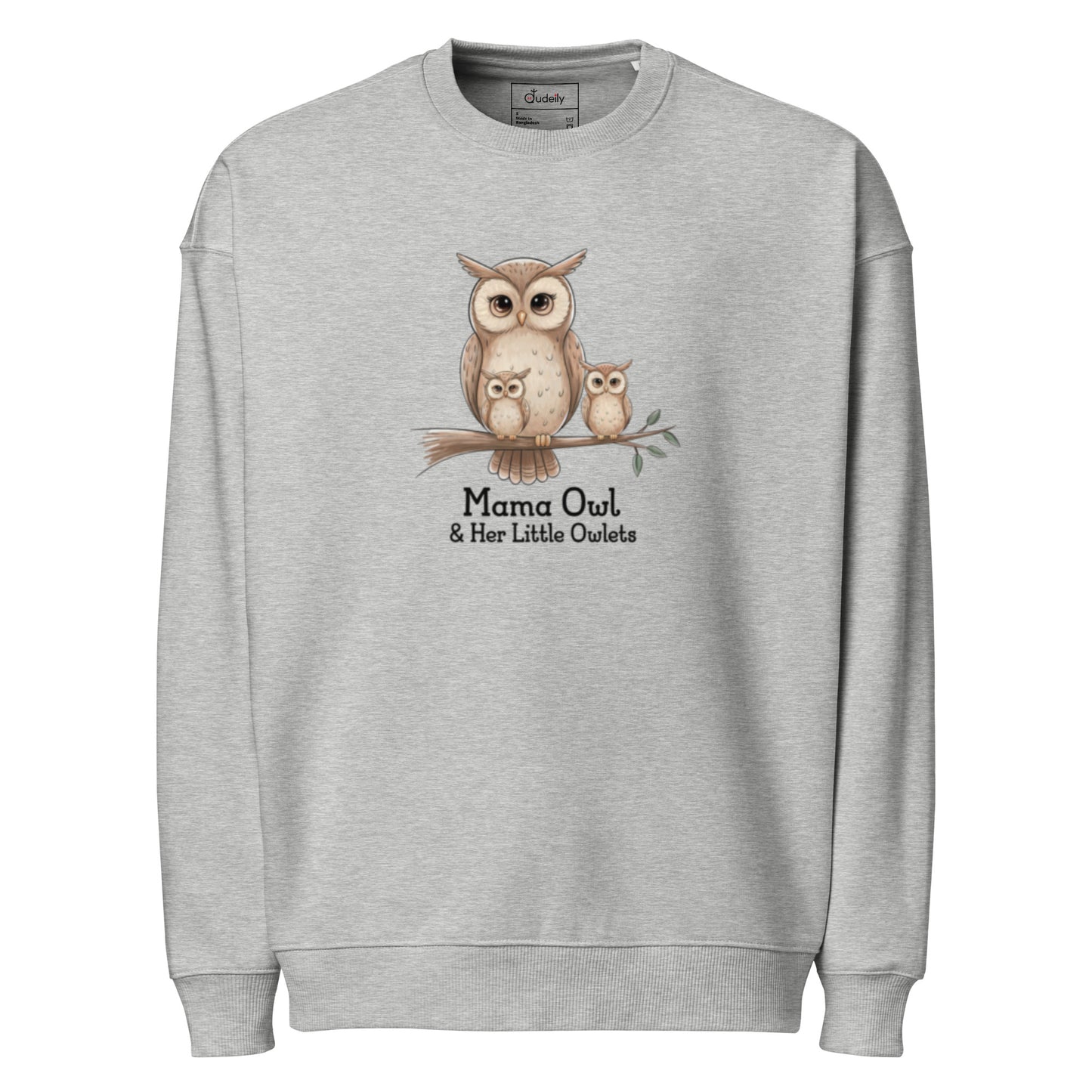 Unisex Organic Oversized Sweatshirt – Sustainable Owl-Themed Relaxed Fit Pullover Dudeily
