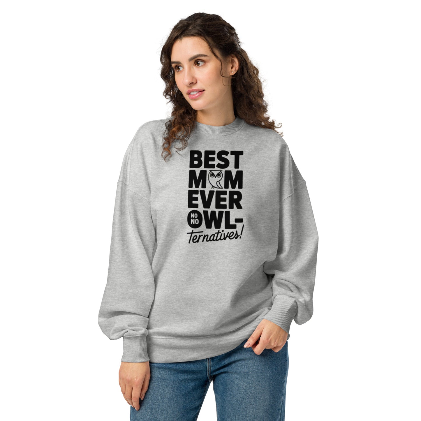 Unisex Organic Oversized Sweatshirt – Eco-Friendly Owl-Inspired Pullover for Ultimate Comfort Heather Grey Dudeily