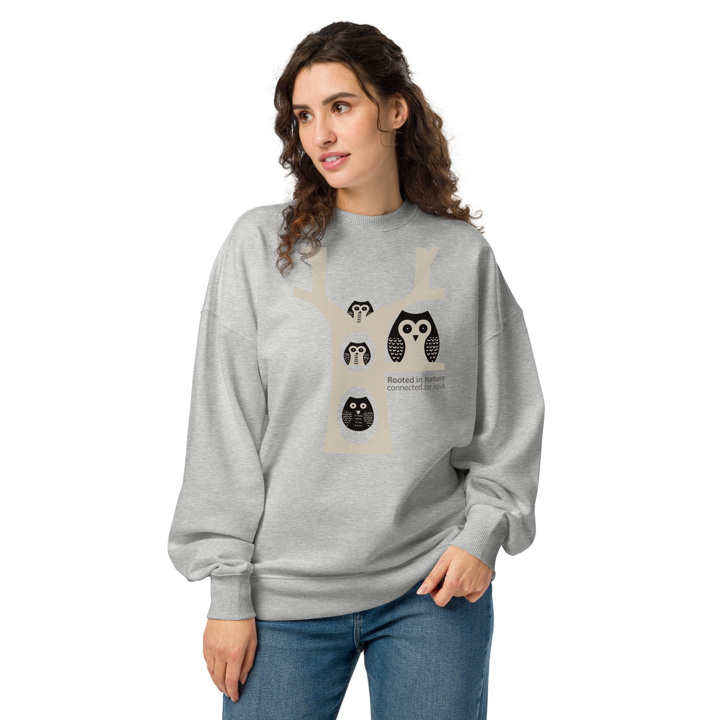 Unisex Organic Oversized Sweatshirt – OwlNest Sustainable Fashion USA Edition Heather Grey Dudeily