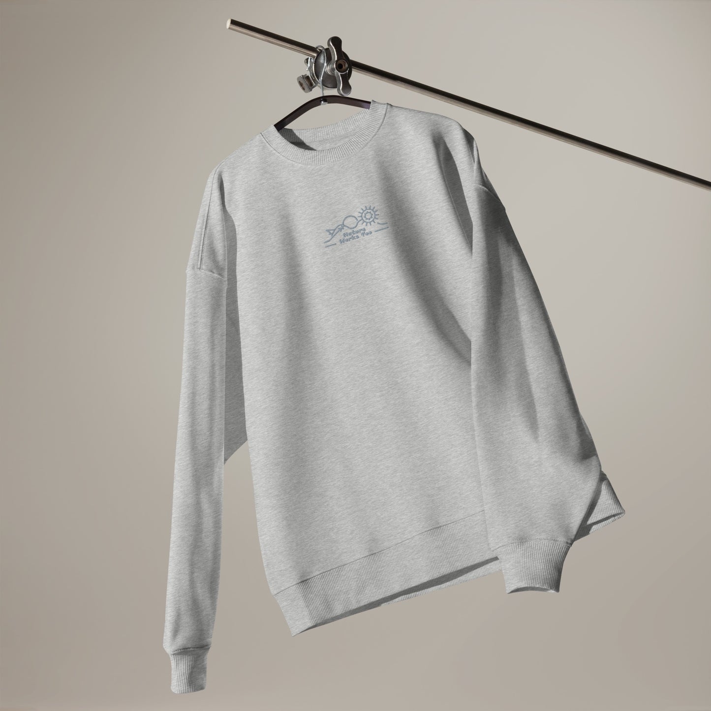 Unisex Organic Oversized Sweatshirt: Nature Works Too | Owl Embroidered Sustainable Fashion USA by Dudeily Dudeily