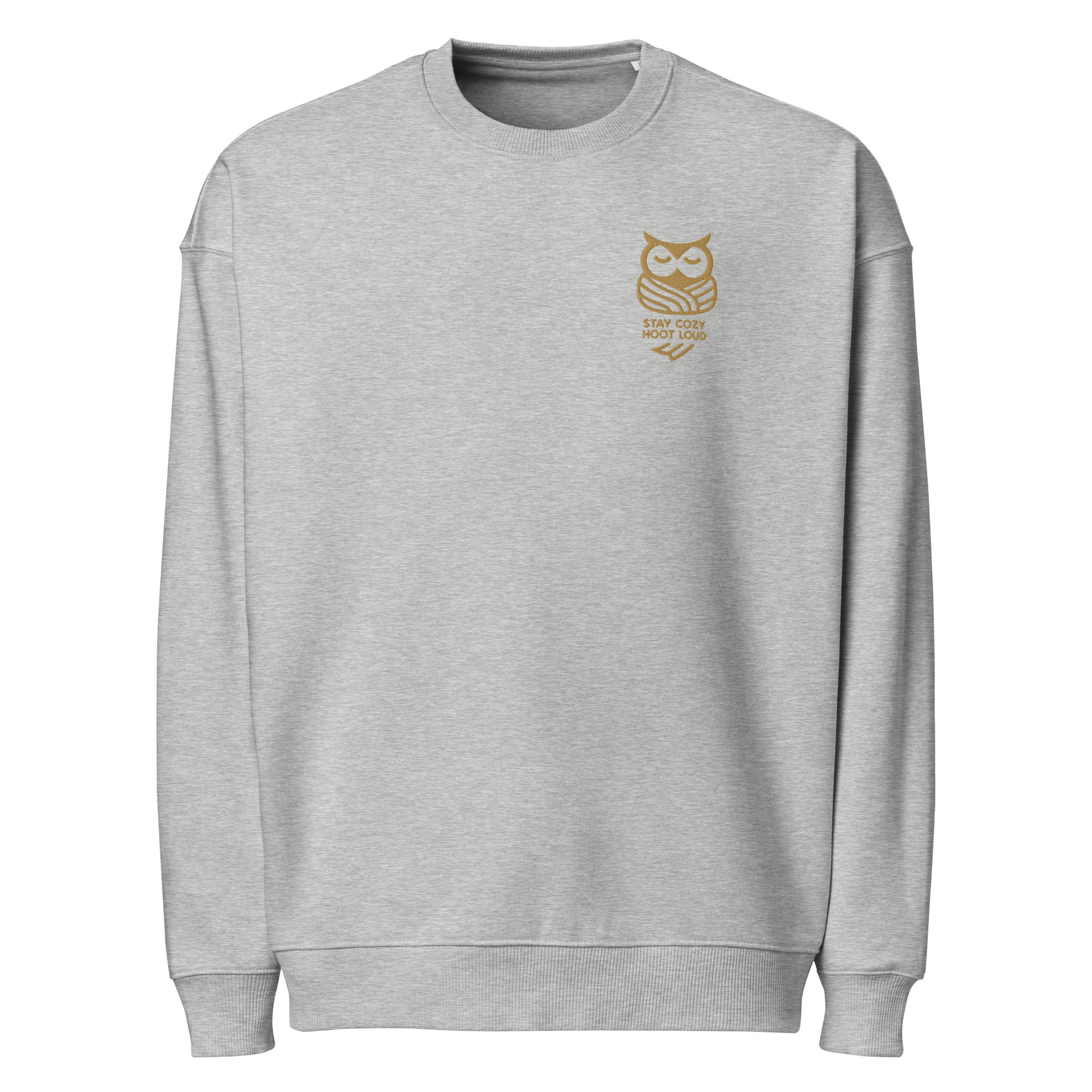 Unisex Organic Oversized Sweatshirt: 'Stay Cozy Hoot Loud' in Fall | Sustainable Owl Fashion USA Dudeily