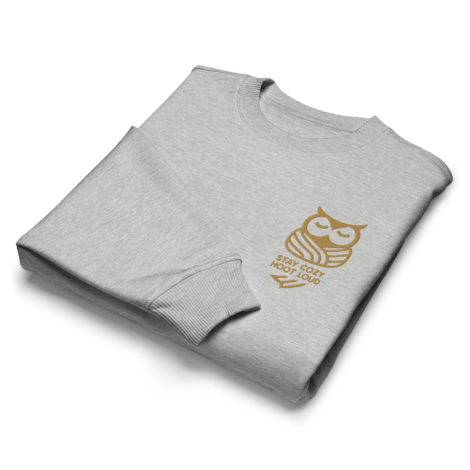 Unisex Organic Oversized Sweatshirt: 'Stay Cozy Hoot Loud' in Fall | Sustainable Owl Fashion USA Dudeily