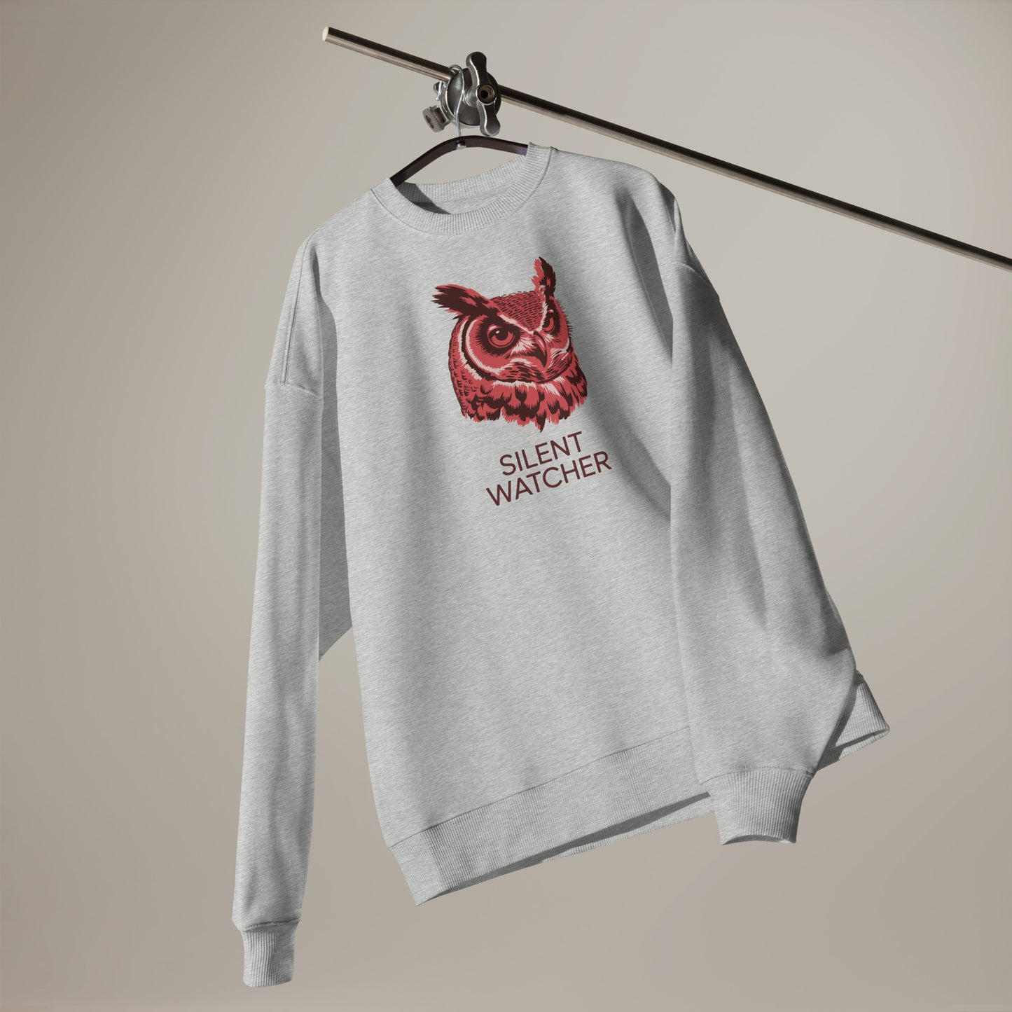 Unisex Organic Oversized Sweatshirt: ‘Silent Watcher’ in Fall | Sustainable Owl Fashion USA Dudeily