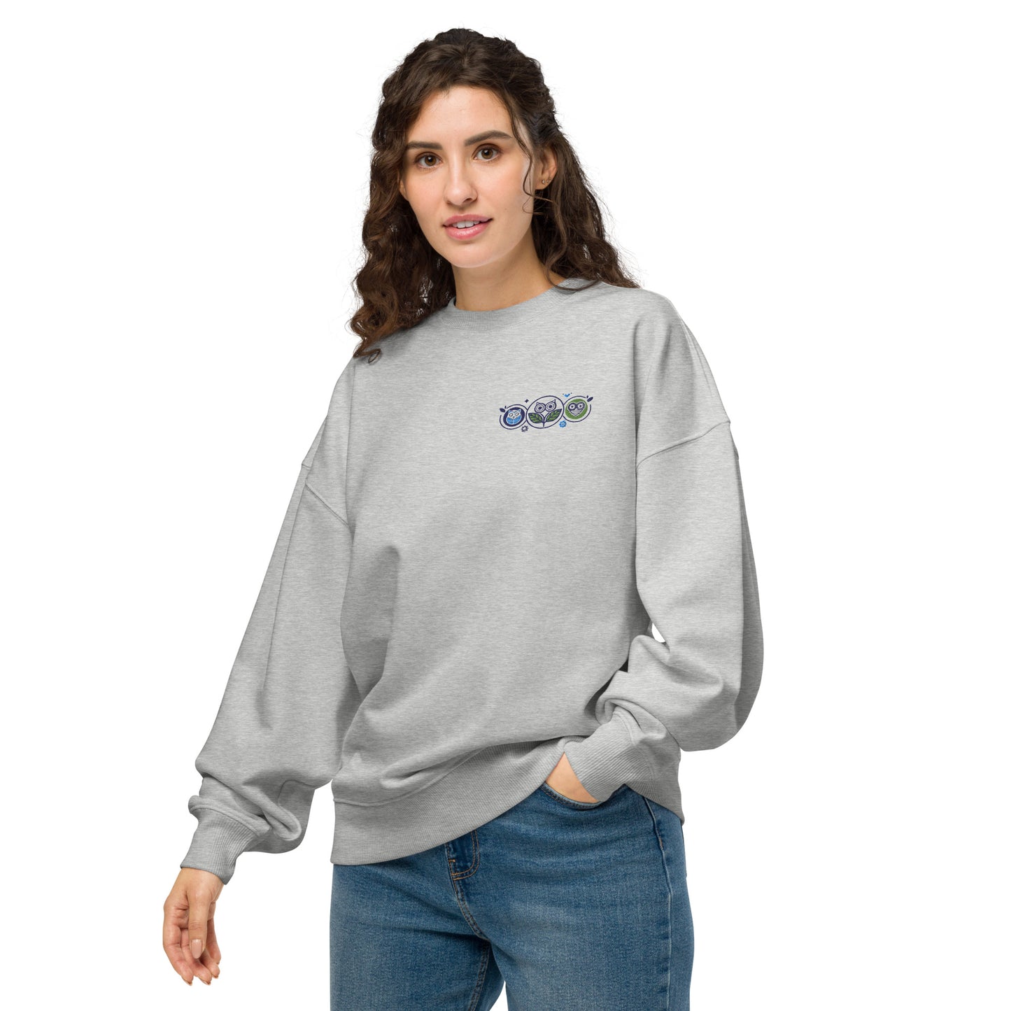 Unisex Organic Oversized Sweatshirt: Nature’s Union | Owl Embroidered Sustainable Fashion USA Dudeily