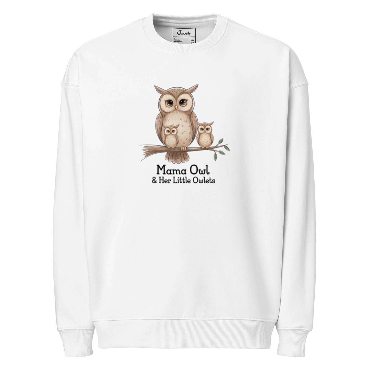 Unisex Organic Oversized Sweatshirt – Sustainable Owl-Themed Relaxed Fit Pullover Dudeily