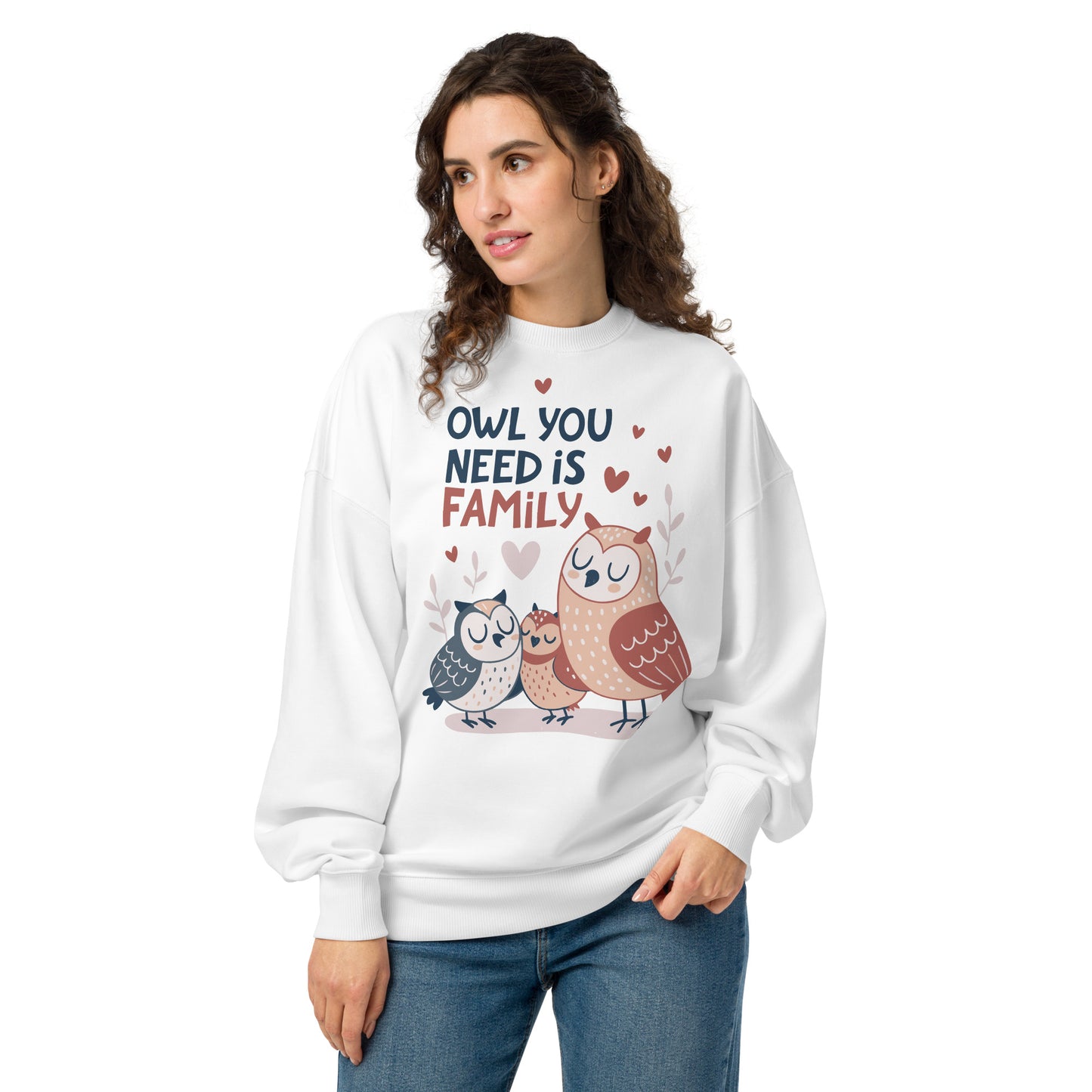 Unisex Organic Oversized Sweatshirt – OwlNest Sustainable Fashion for Cozy Family Days White Dudeily