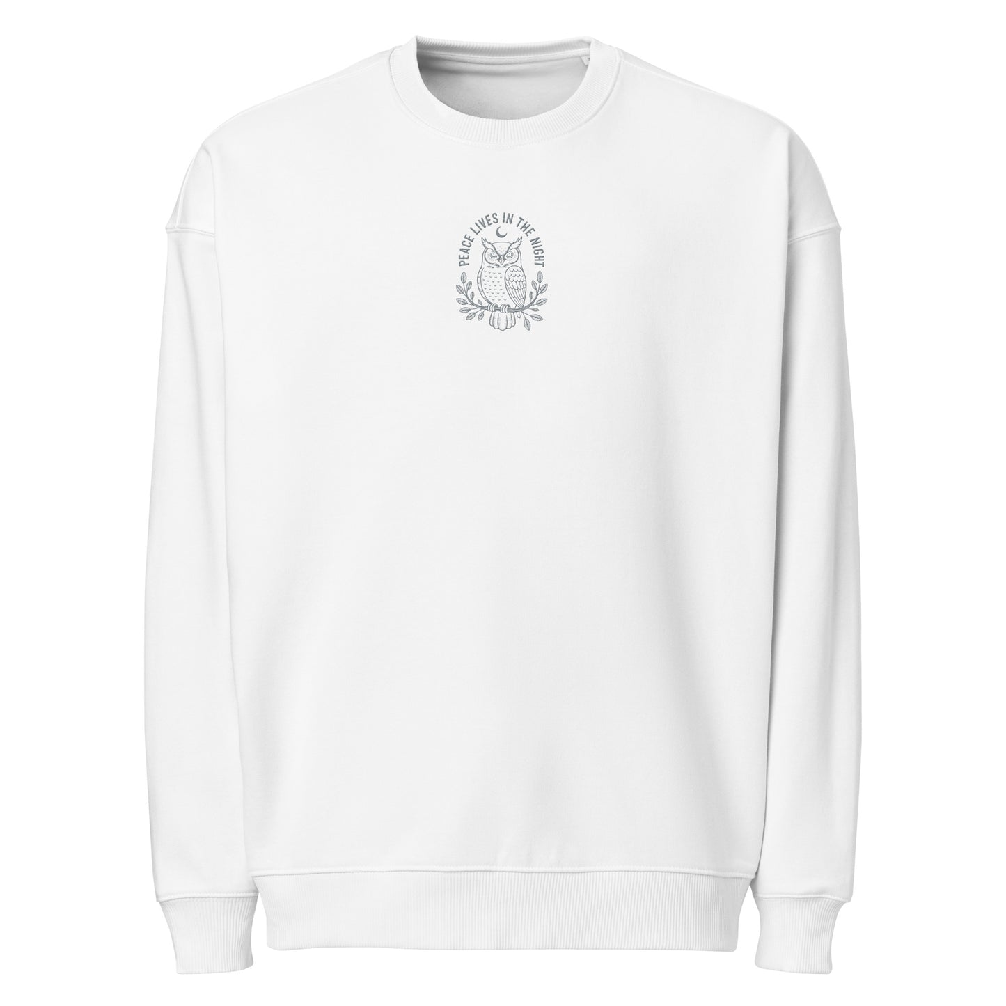 Owl Unisex Organic Oversized Sweatshirt – 'Peace Lives in the Night' in Fall | Sustainable Fashion USA Dudeily