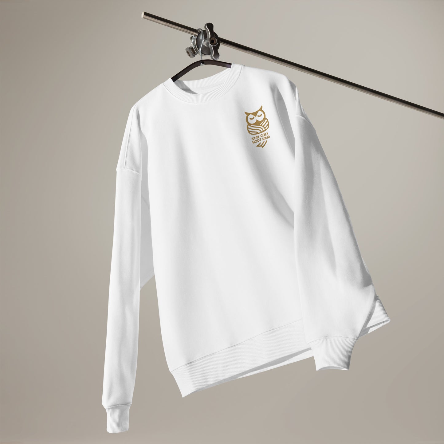 Unisex Organic Oversized Sweatshirt: 'Stay Cozy Hoot Loud' in Fall | Sustainable Owl Fashion USA Dudeily