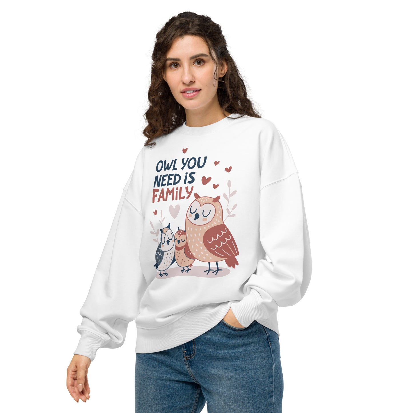 Unisex Organic Oversized Sweatshirt – OwlNest Sustainable Fashion for Cozy Family Days Dudeily