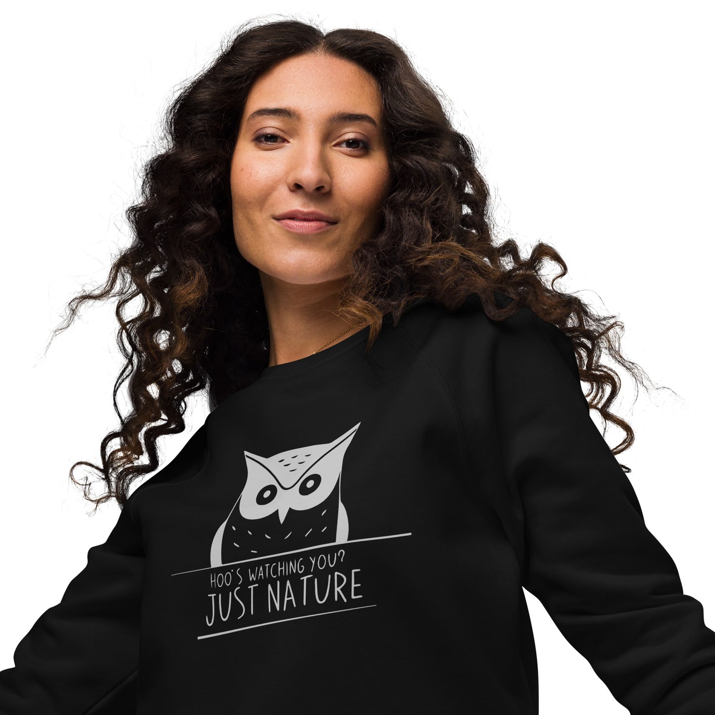 Unisex Organic Raglan Sweatshirt: 'Stay Cozy Hoot Loud' in Fall | Eco-Friendly Owl Apparel USA Dudeily