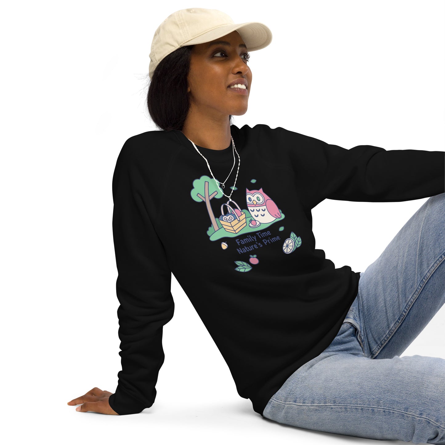 Unisex Organic Raglan Sweatshirt – OwlFlight Sustainable Fashion for Family Day Moments Dudeily