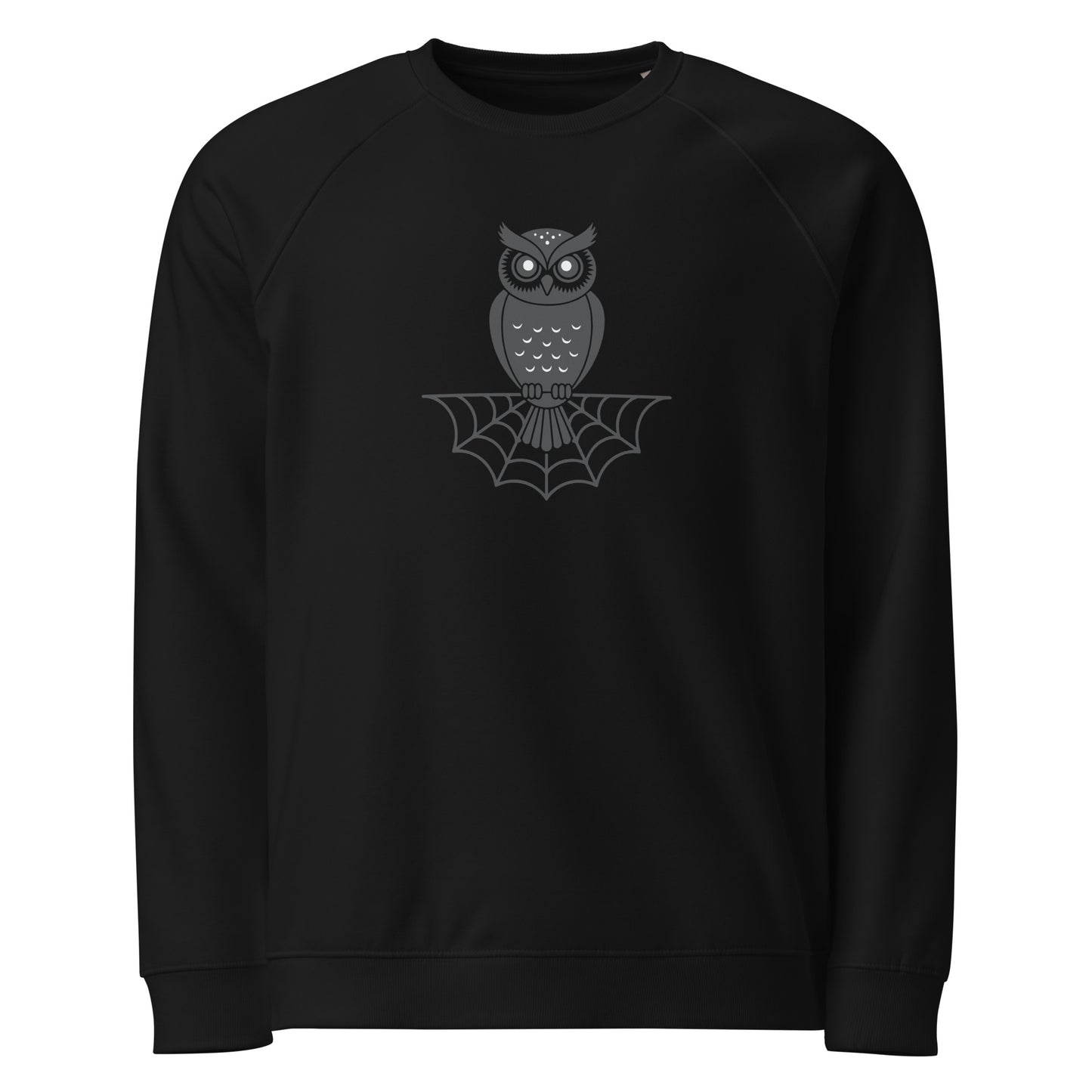 Unisex Organic Raglan Sweatshirt: Halloween Owl Eco-Friendly Style Dudeily