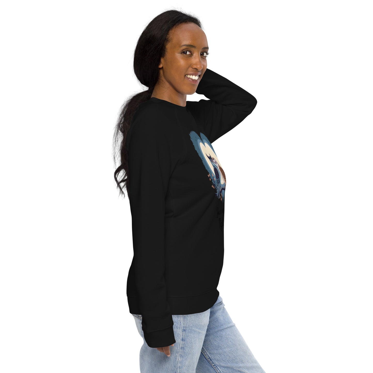 Owl-Themed Unisex Organic Raglan Sweatshirt | Sustainable Comfort Dudeily