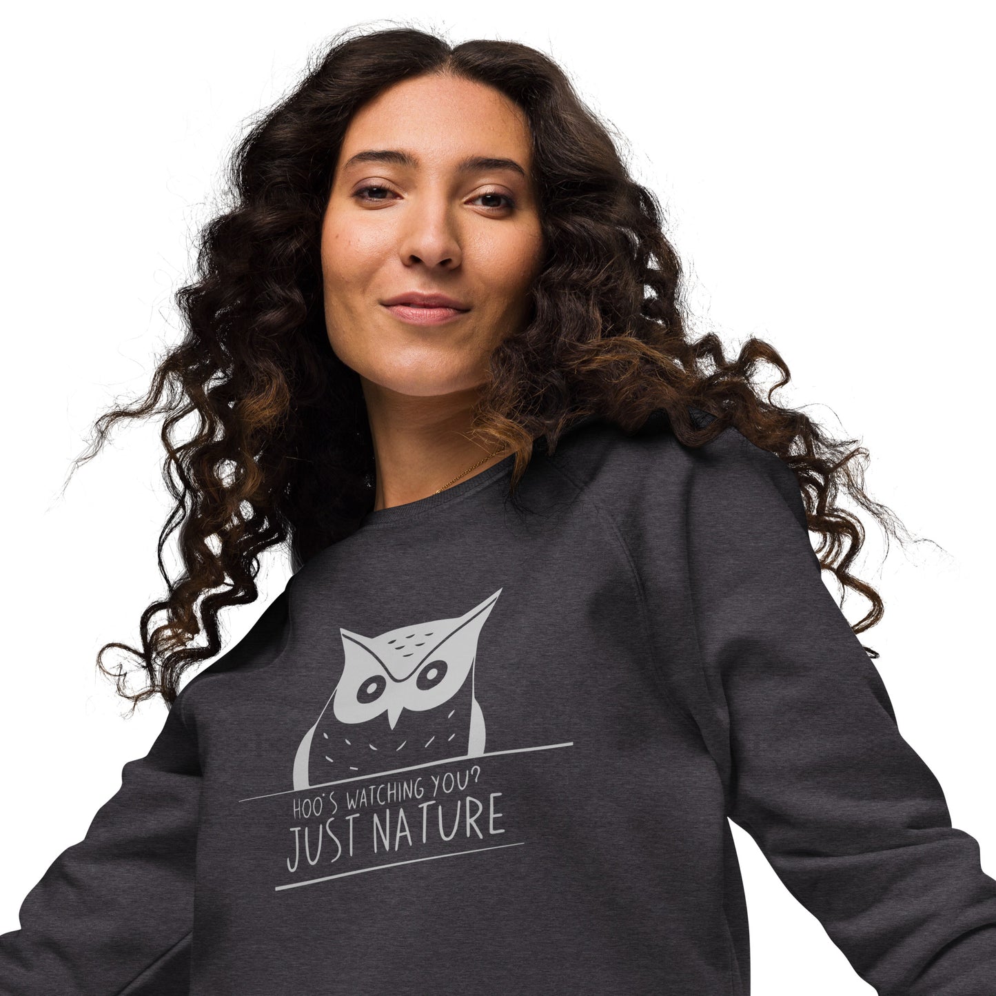 Unisex Organic Raglan Sweatshirt: 'Stay Cozy Hoot Loud' in Fall | Eco-Friendly Owl Apparel USA Dudeily