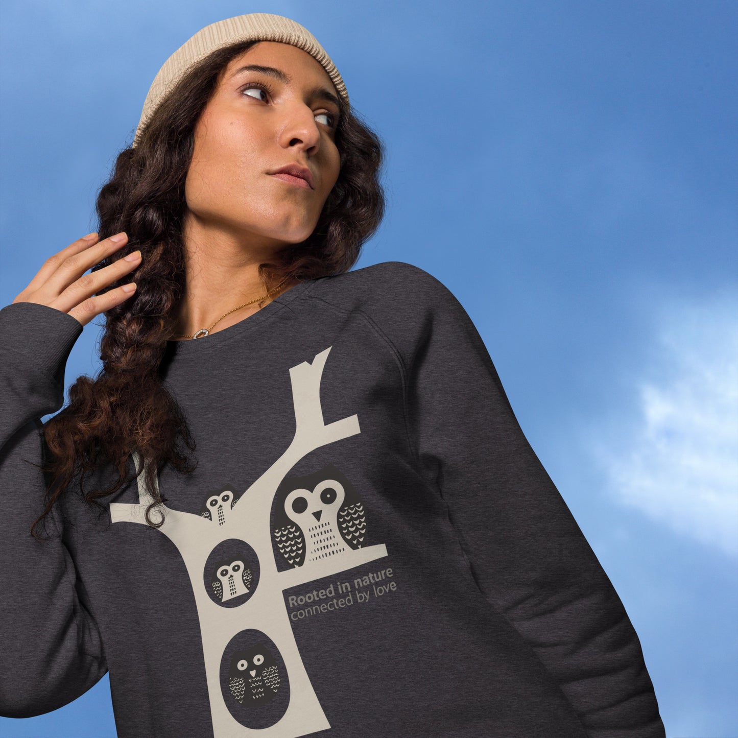 Unisex Organic Raglan Sweatshirt – OwlNest Sustainable Fashion for Family Day Dudeily