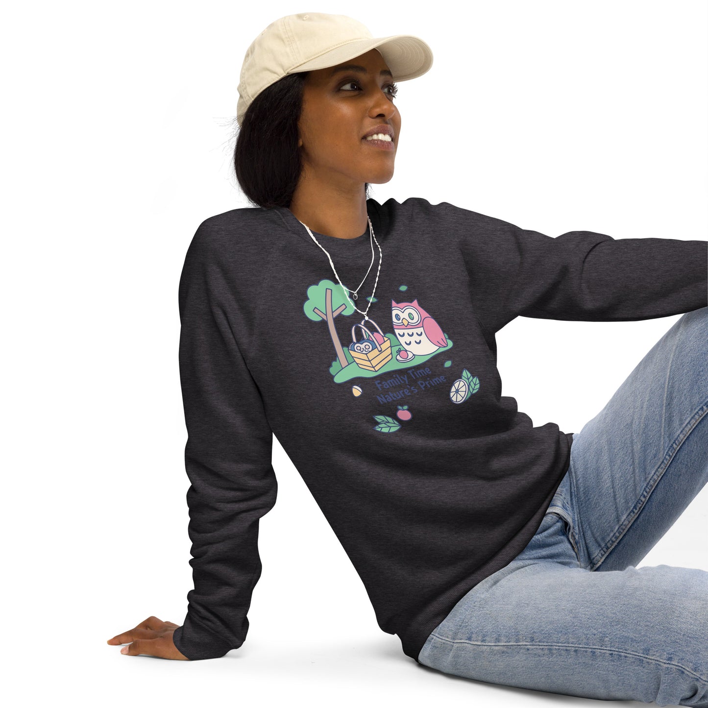 Unisex Organic Raglan Sweatshirt – OwlFlight Sustainable Fashion for Family Day Moments Dudeily