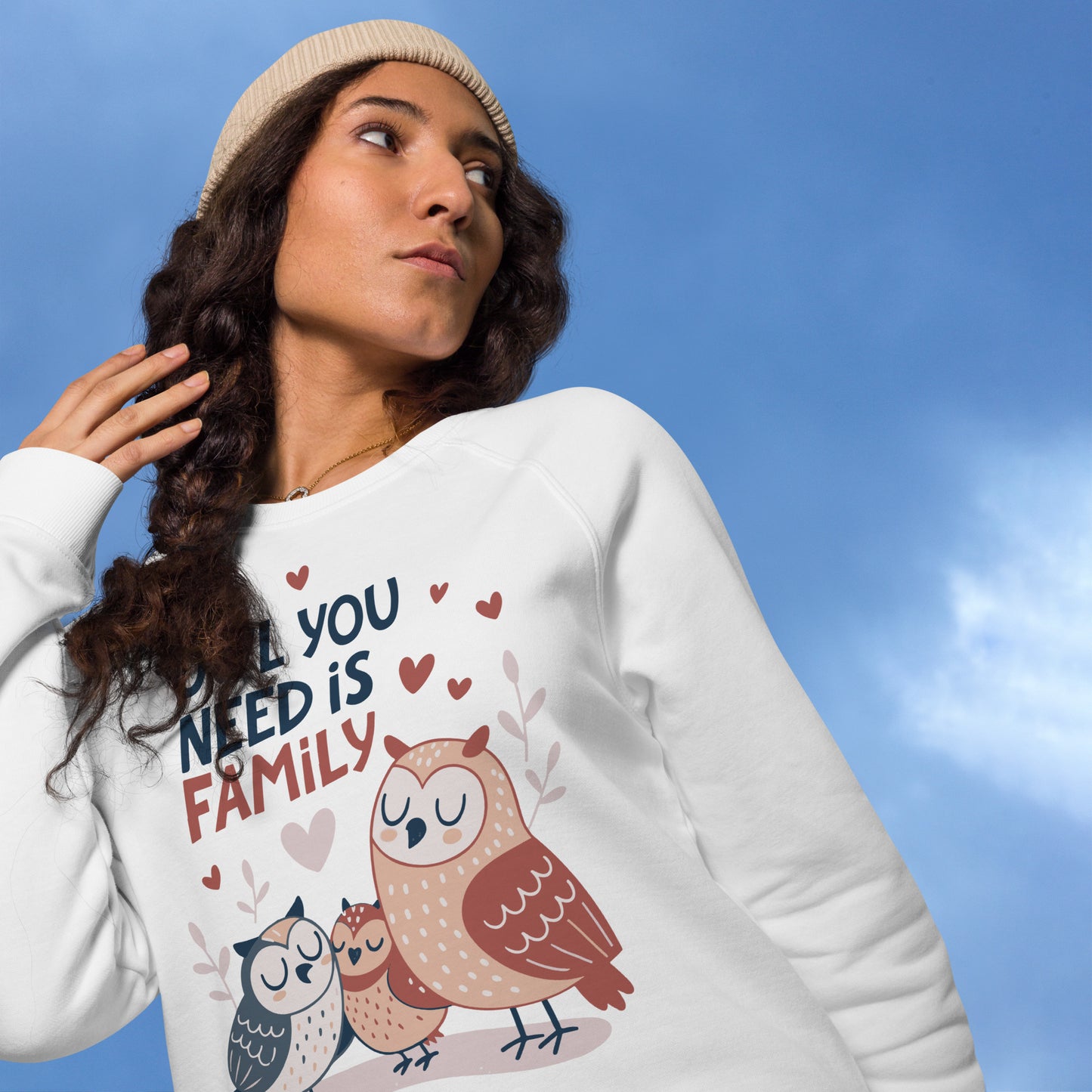 Unisex Organic Raglan Sweatshirt – OwlFlight Sustainable Fashion for Family Day Comfort Dudeily
