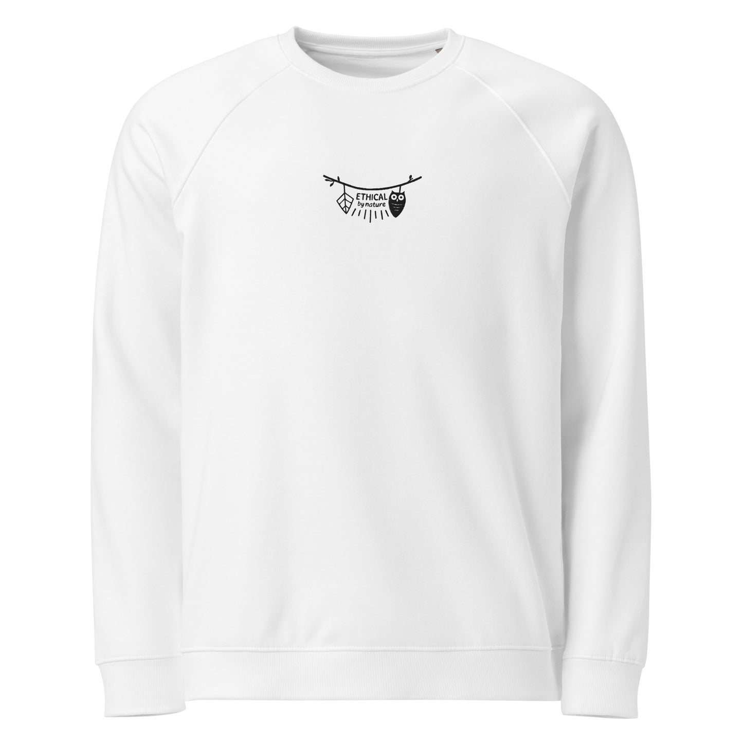 Unisex Organic Raglan Sweatshirt: Ethical by Nature | Owl Embroidered Sustainable Fashion USA by Dudeily Dudeily