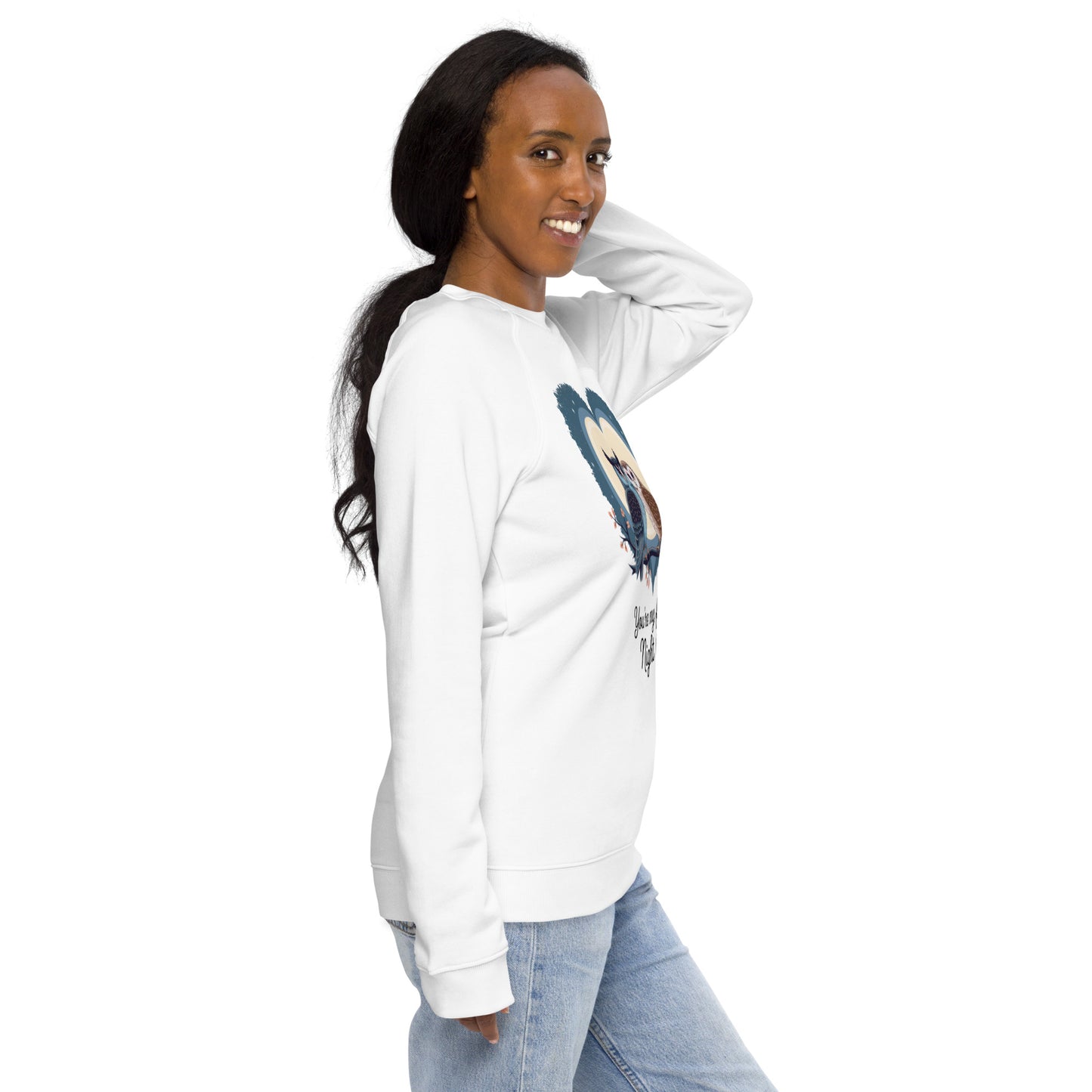 Owl-Themed Unisex Organic Raglan Sweatshirt | Sustainable Comfort Dudeily