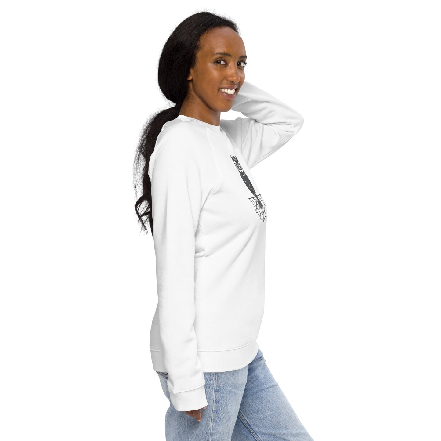 Unisex Organic Raglan Sweatshirt: Halloween Owl Eco-Friendly Style Dudeily