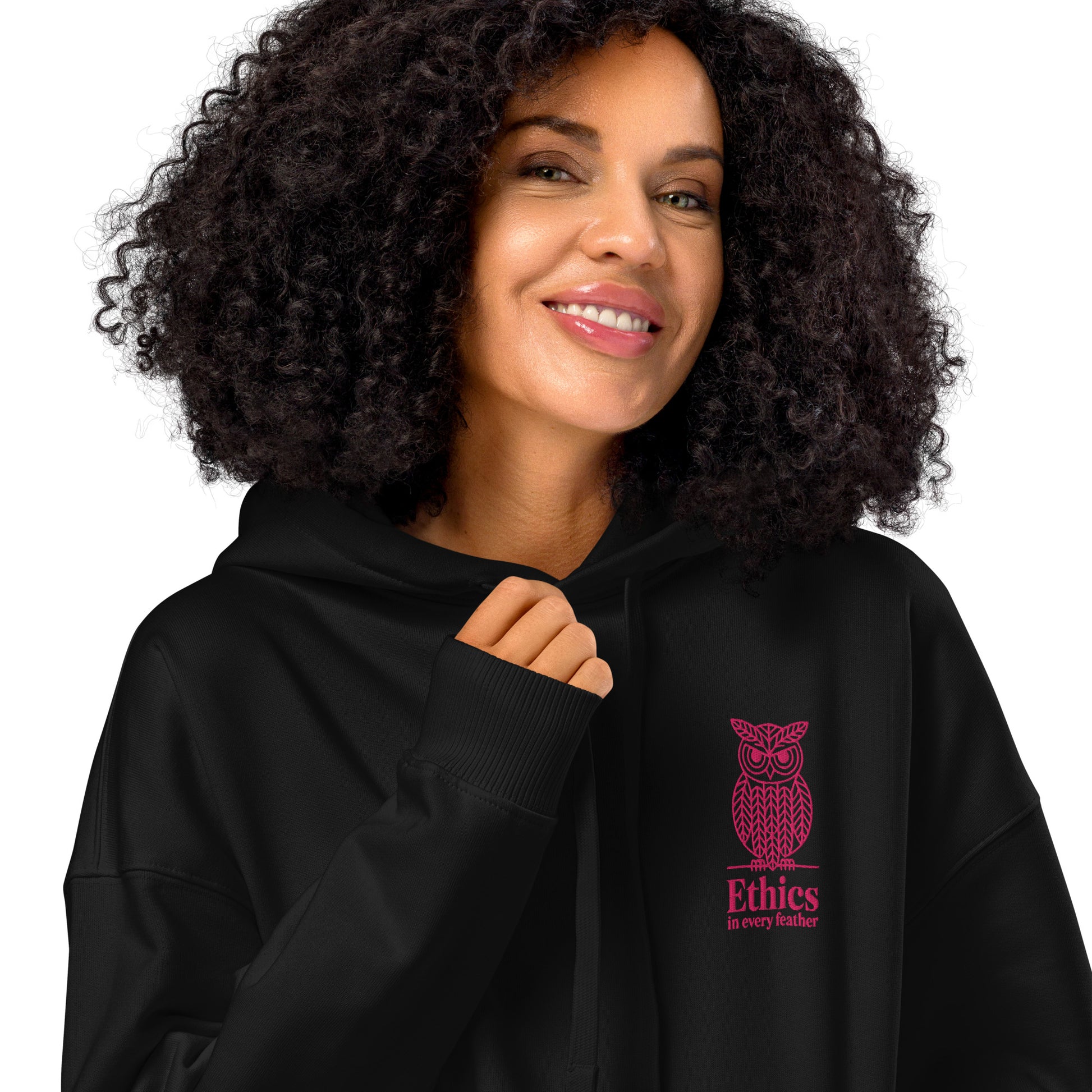 Owl Unisex Organic Relaxed Hoodie – "Ethics in Every Feather" | Sustainable Fashion Dudeily