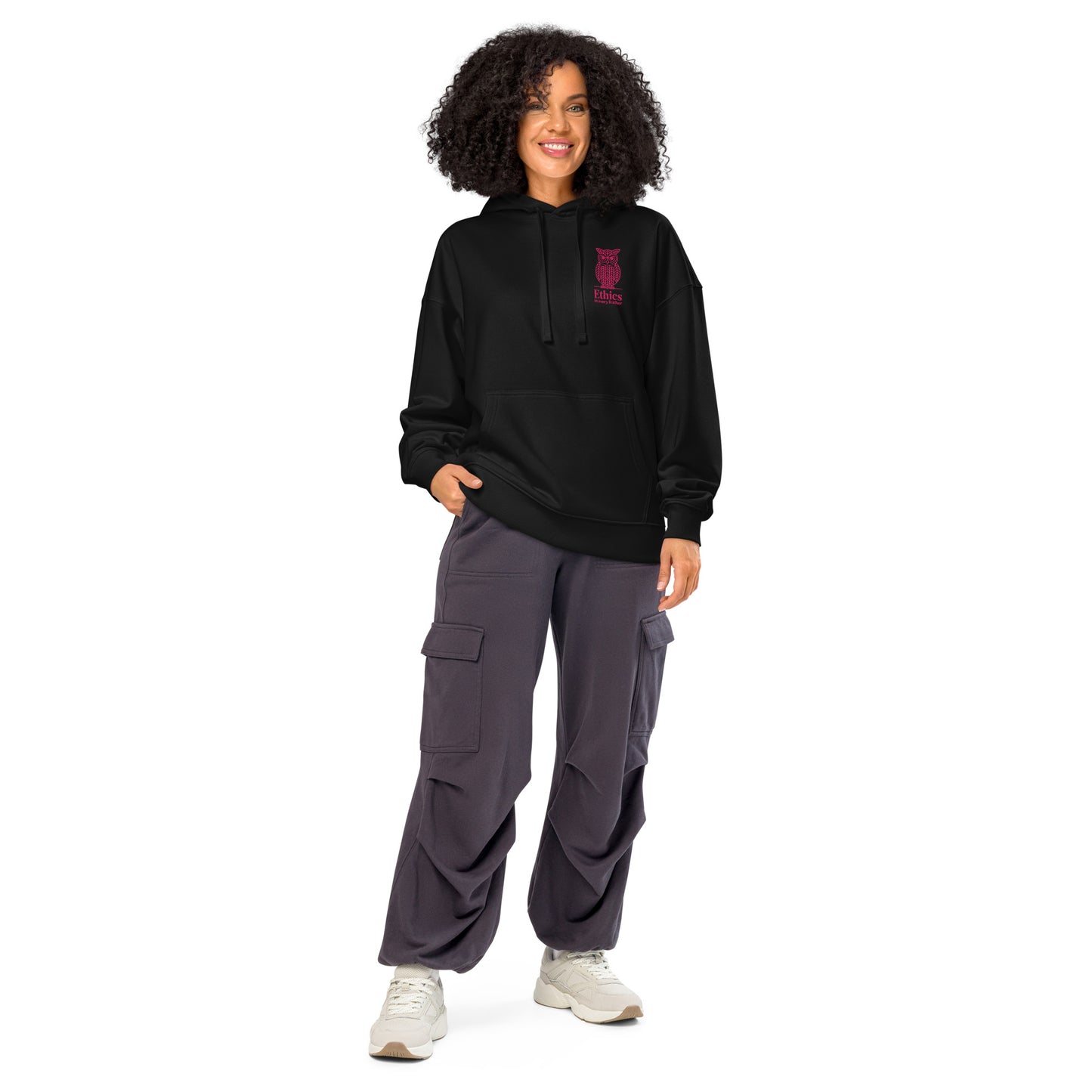 Owl Unisex Organic Relaxed Hoodie – "Ethics in Every Feather" | Sustainable Fashion Black Dudeily