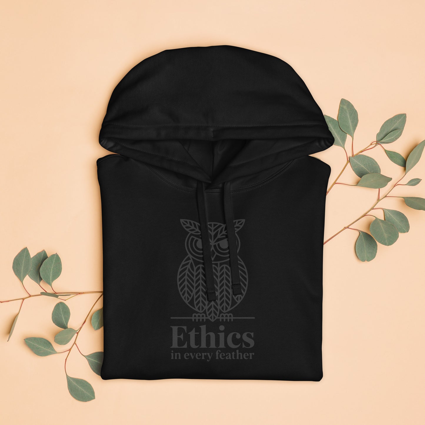 Unisex Organic Relaxed Hoodie: 'Ethics in Every Feather' | Sustainable Owl Fashion USA Dudeily