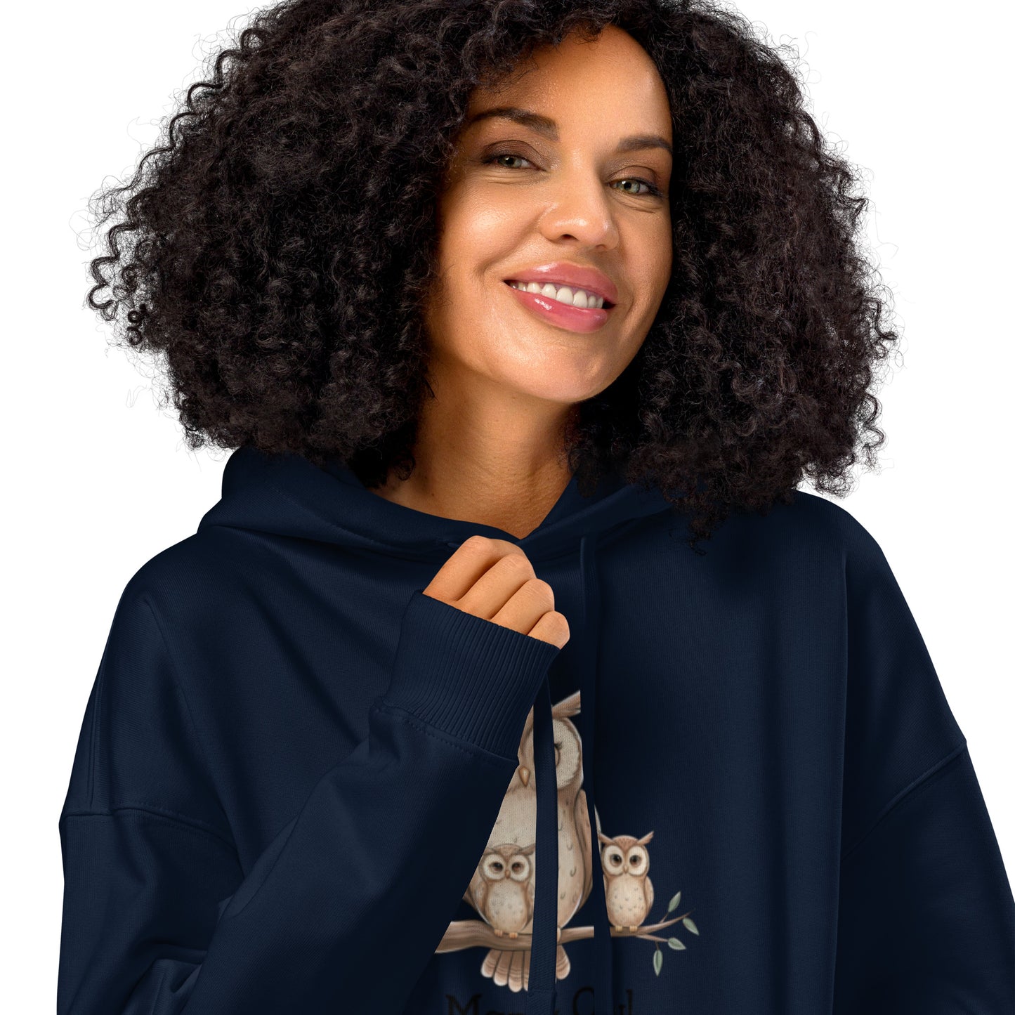 Unisex Organic Relaxed Hoodie – Owl-Themed Eco-Friendly & Sustainable Dudeily