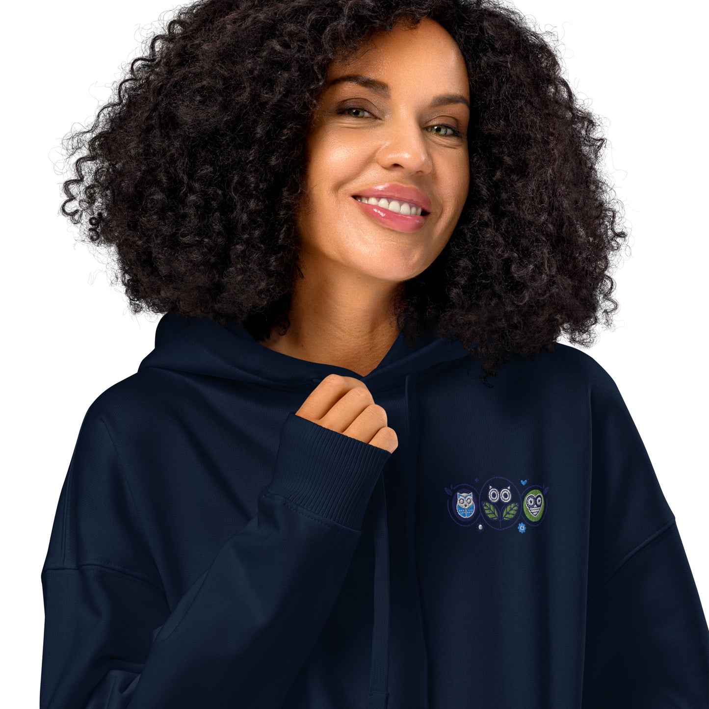 Unisex Organic Relaxed Hoodie: Nature’s Union | Owl Embroidered Sustainable Fashion Dudeily