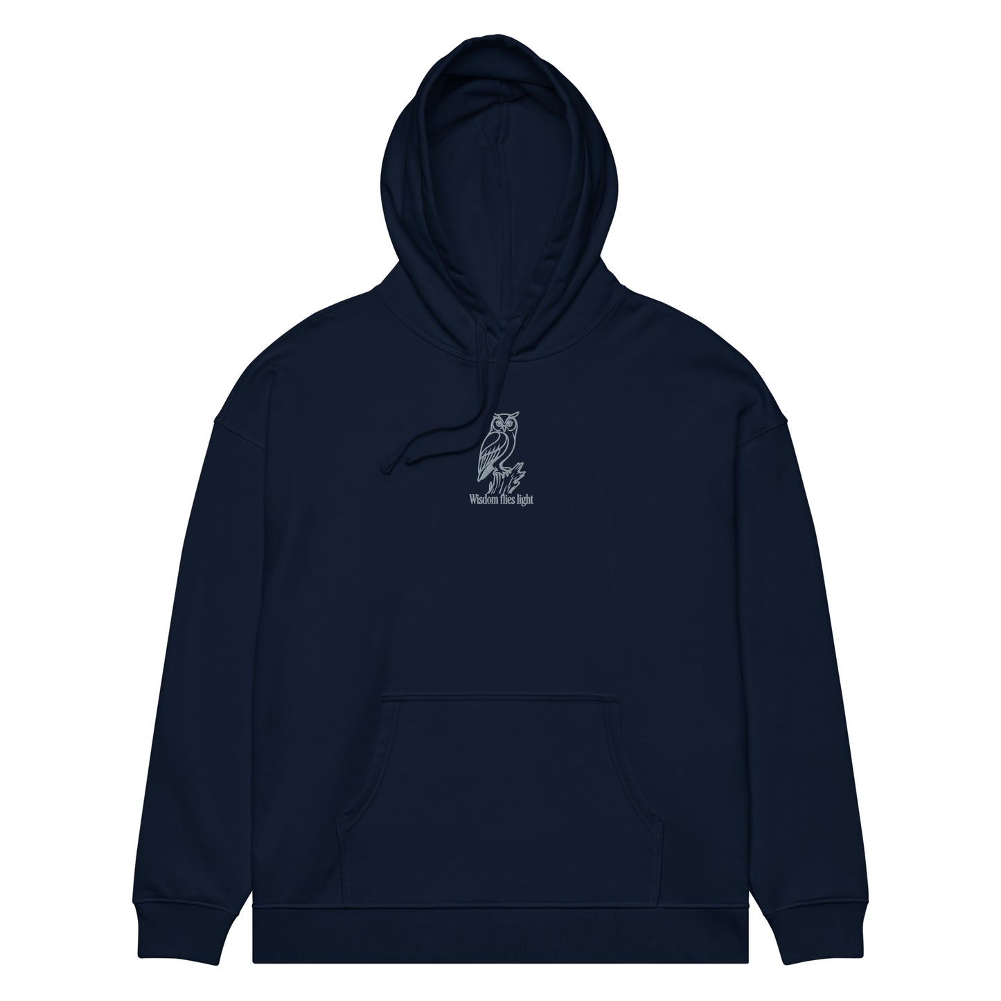 Owl Unisex Organic Relaxed Hoodie: 'Wisdom Flies Light' in Fall | Sustainable Fashion USA Dudeily
